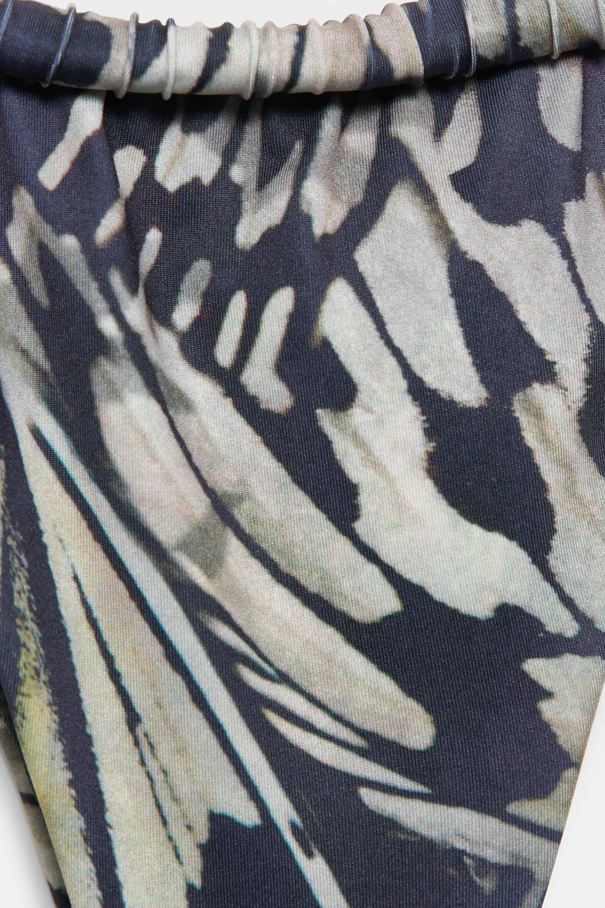 Gathered butterfly print bikini bottoms — Green