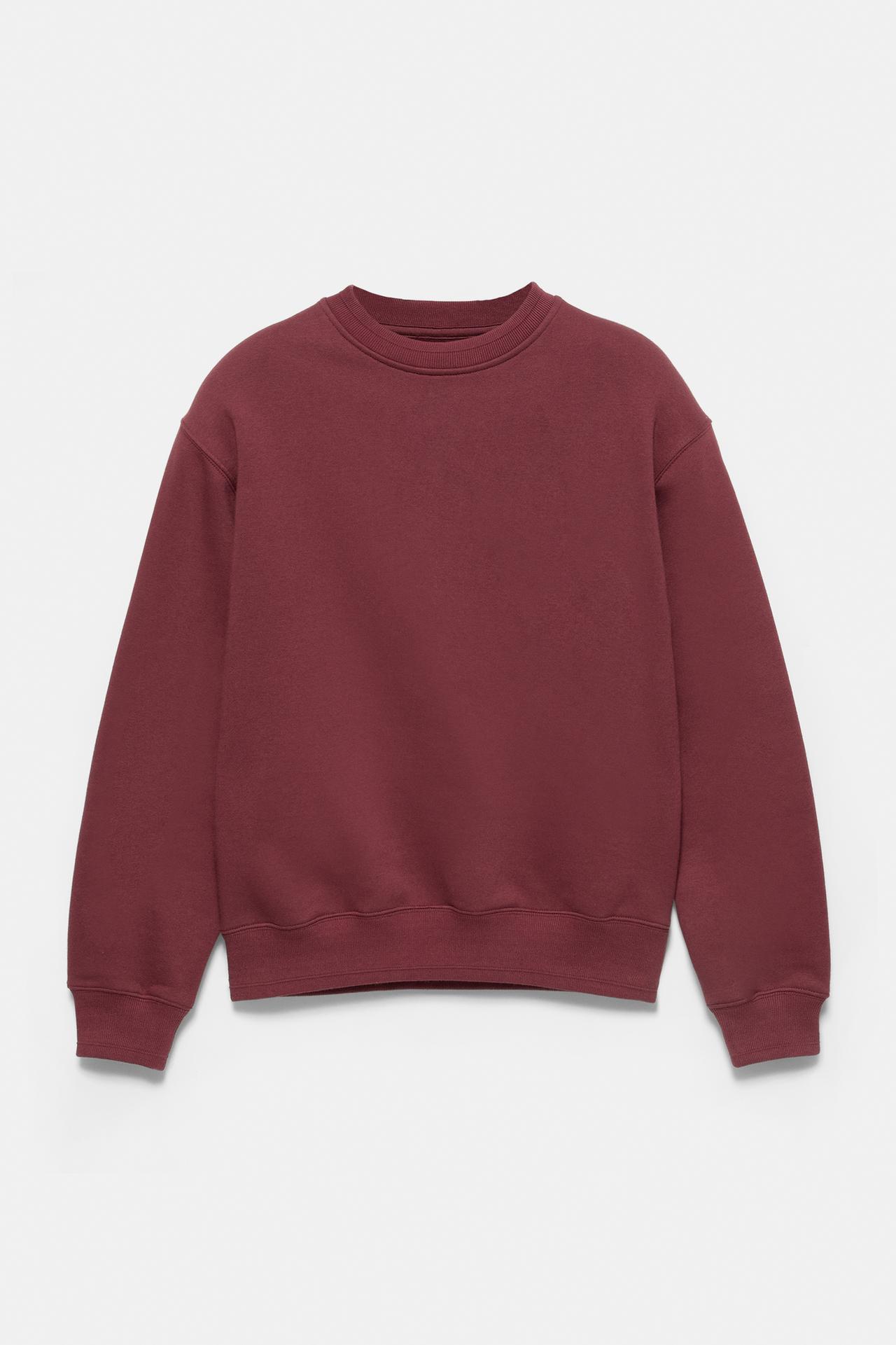 Relaxed fit round neck sweatshirt — Burgundy