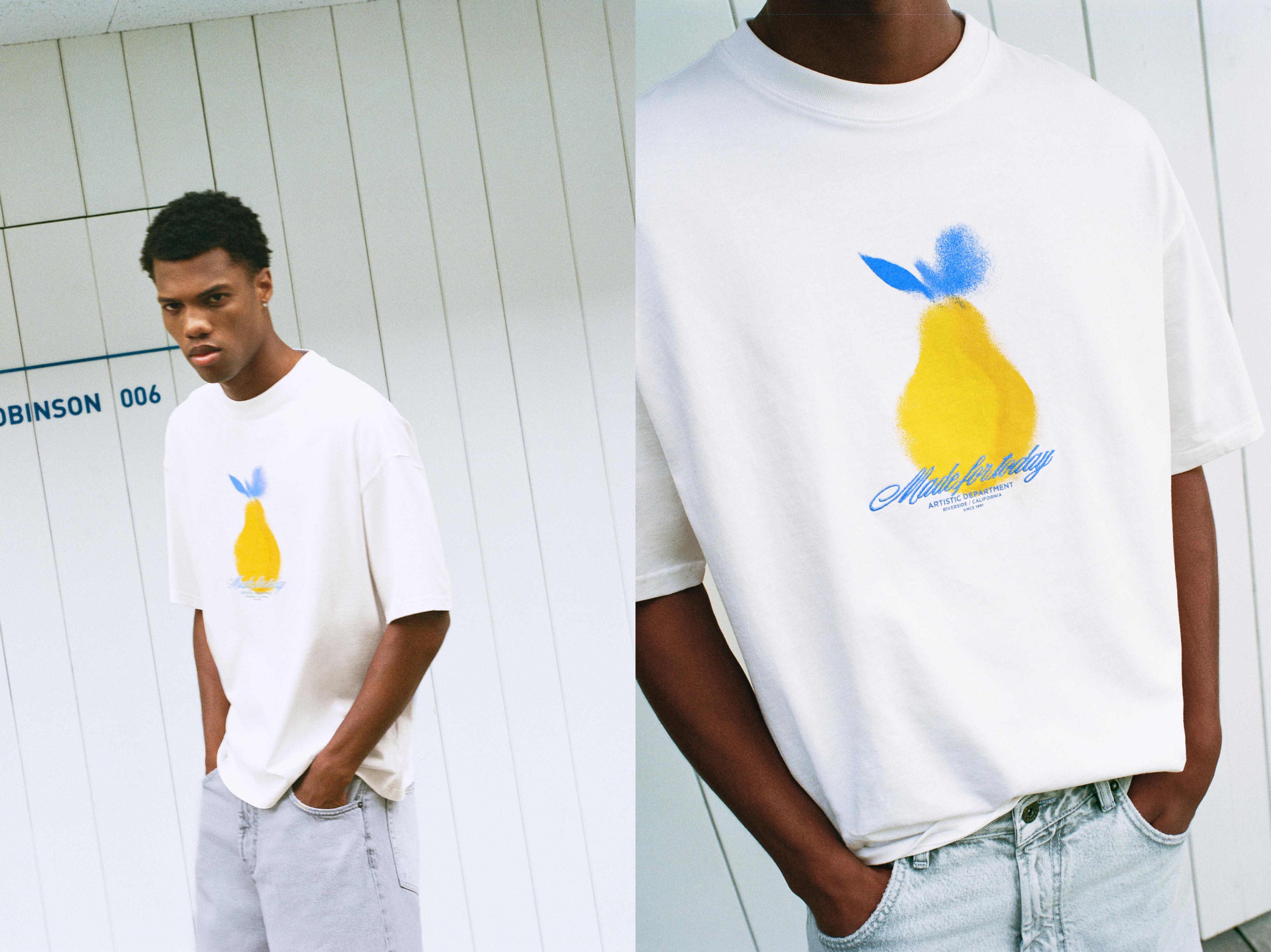 Lemon and embroidered slogan T-shirt — White