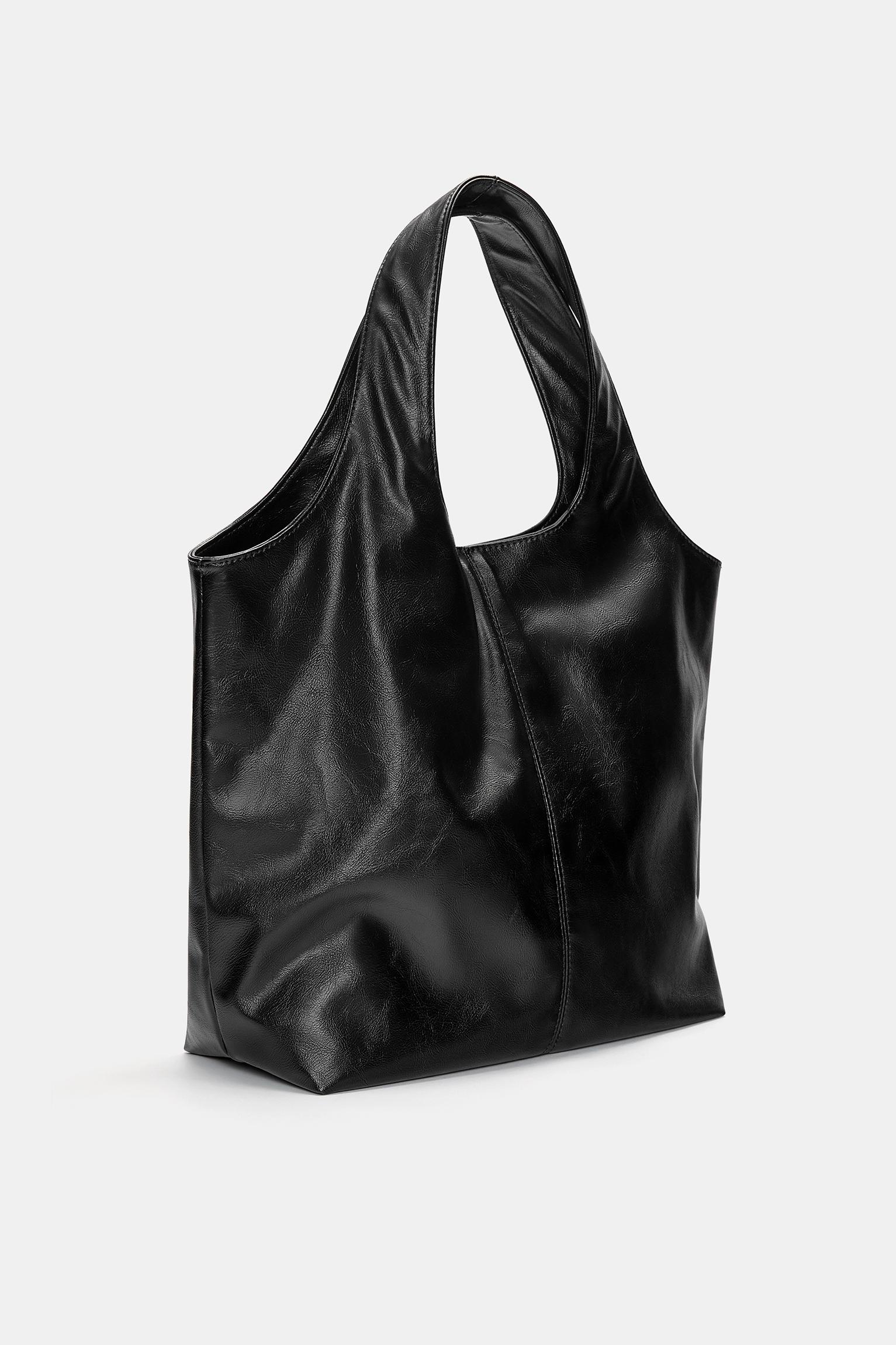 Faux leather shopper bag — Black