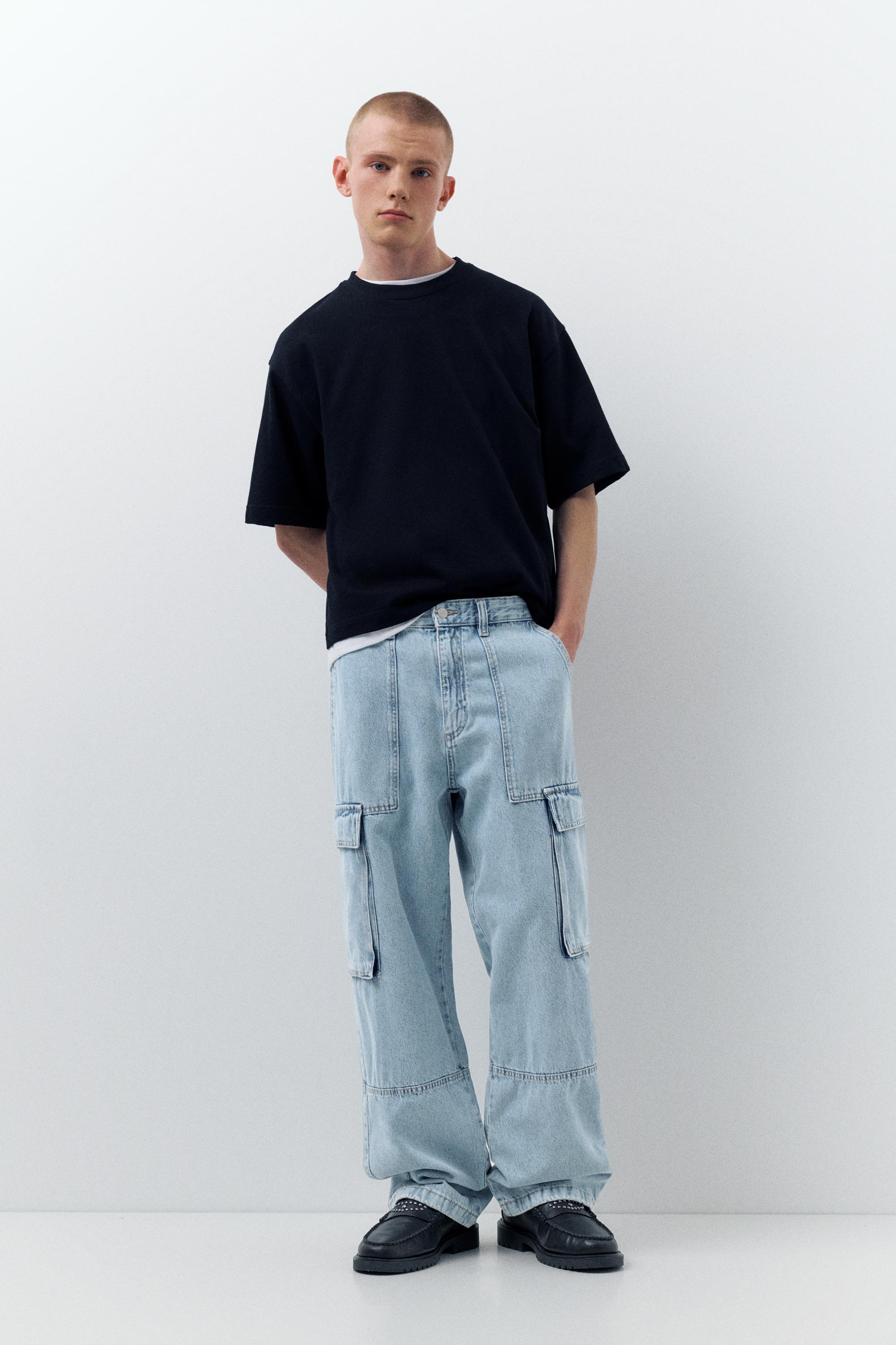 Baggy cargo jeans — Medium blue