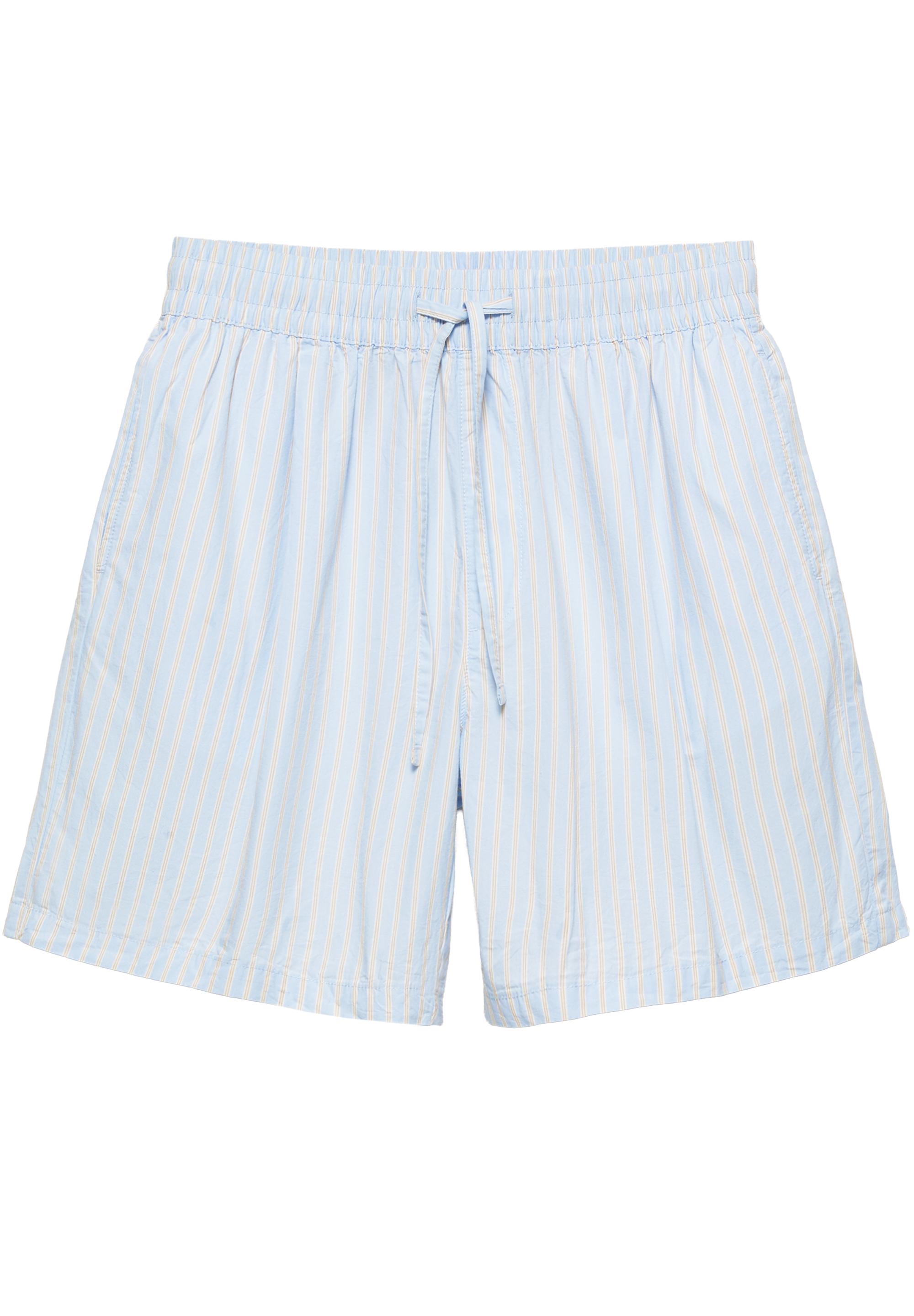 Striped pyjama-style Bermuda shorts — Sky blue