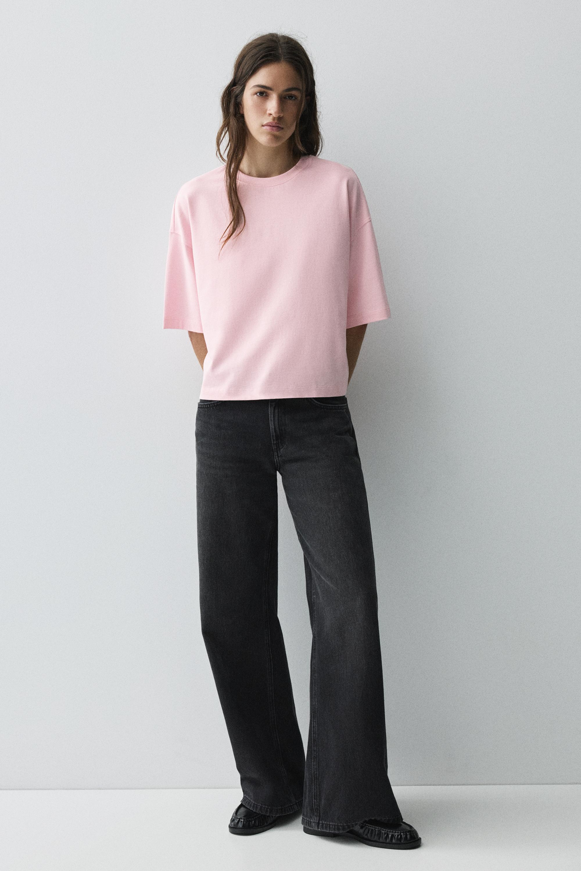 Boxy fit short sleeve T-shirt — Pale pink