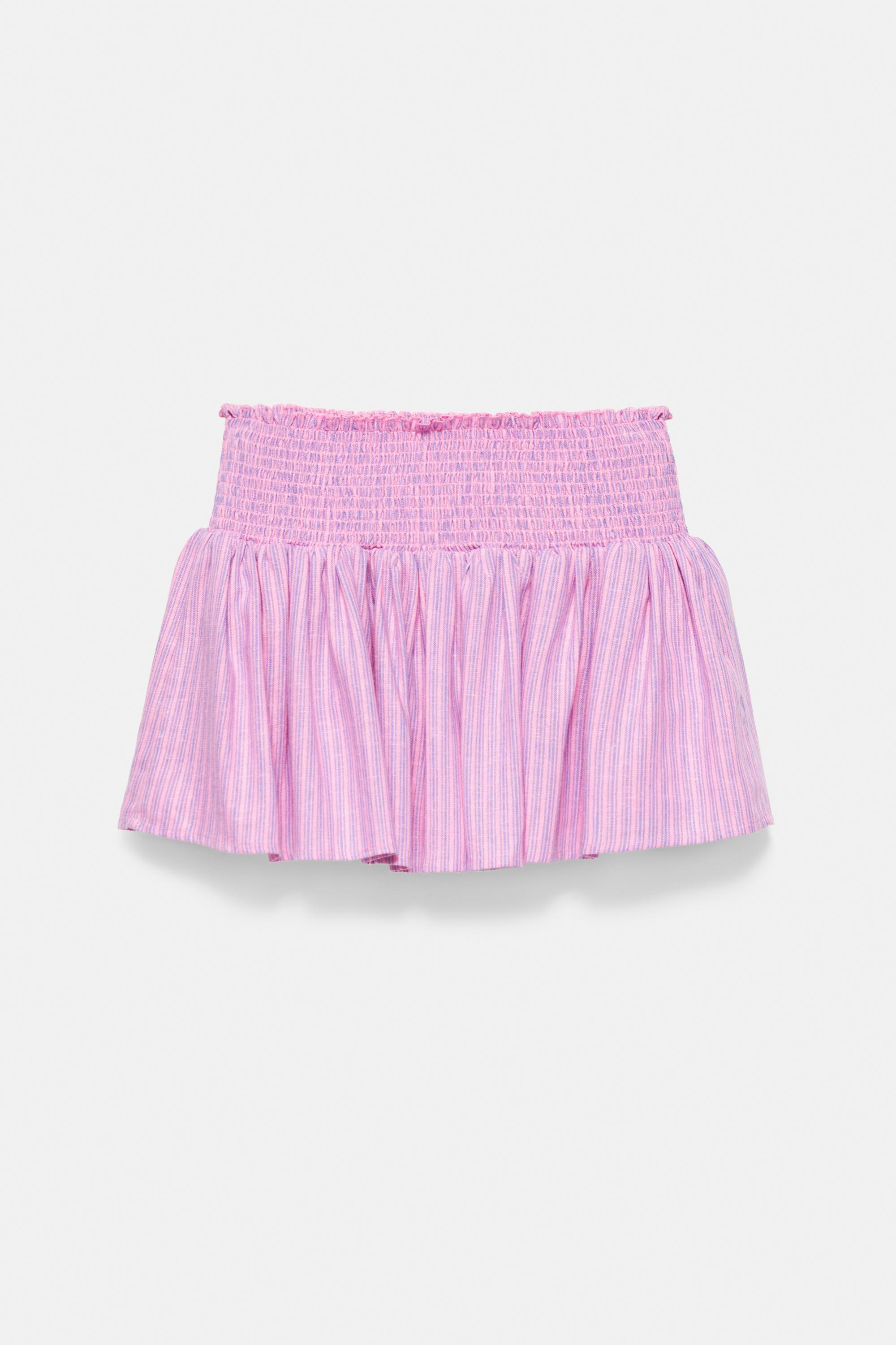 Striped linen blend mini skirt — Pink