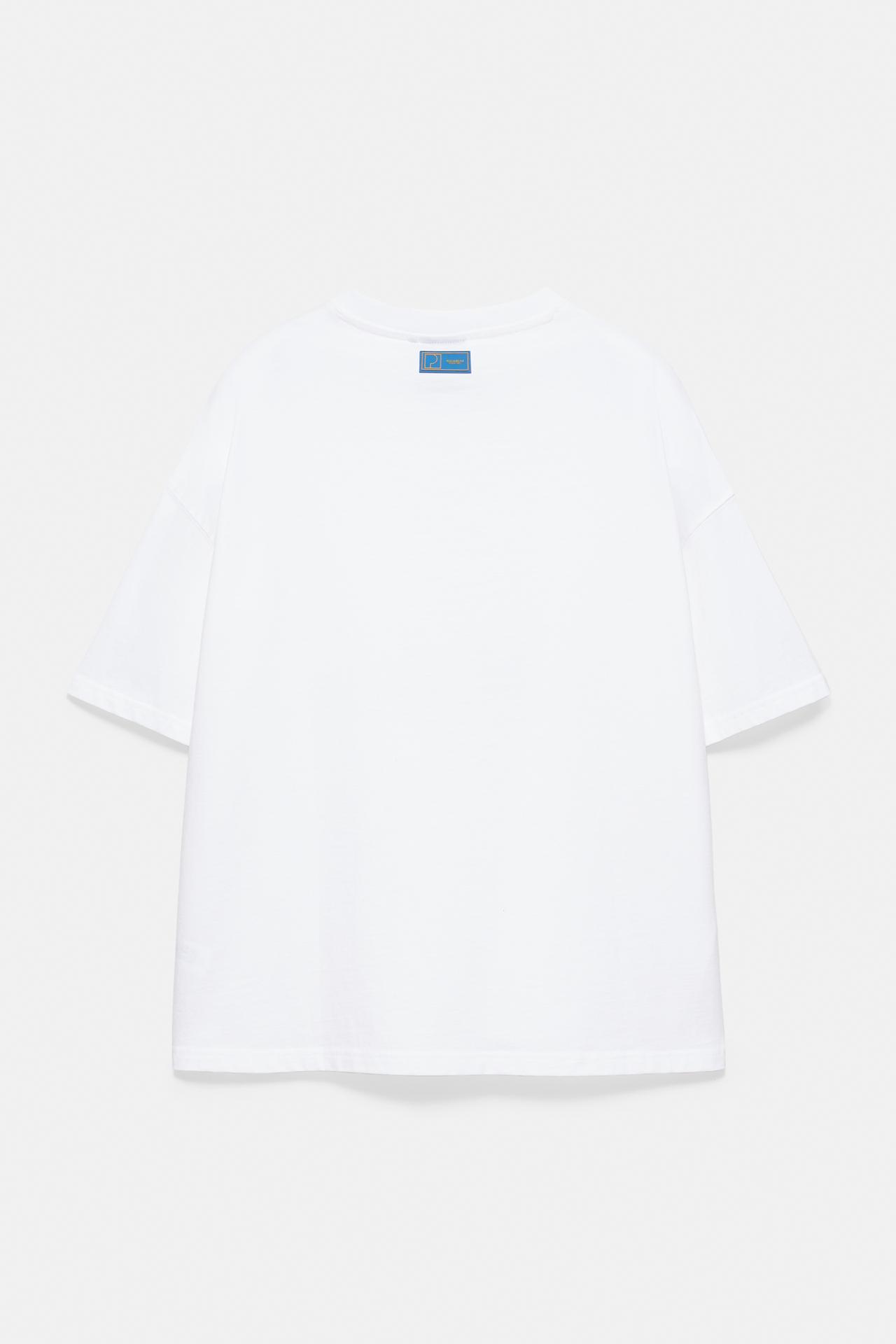 Lemon and embroidered slogan T-shirt — White