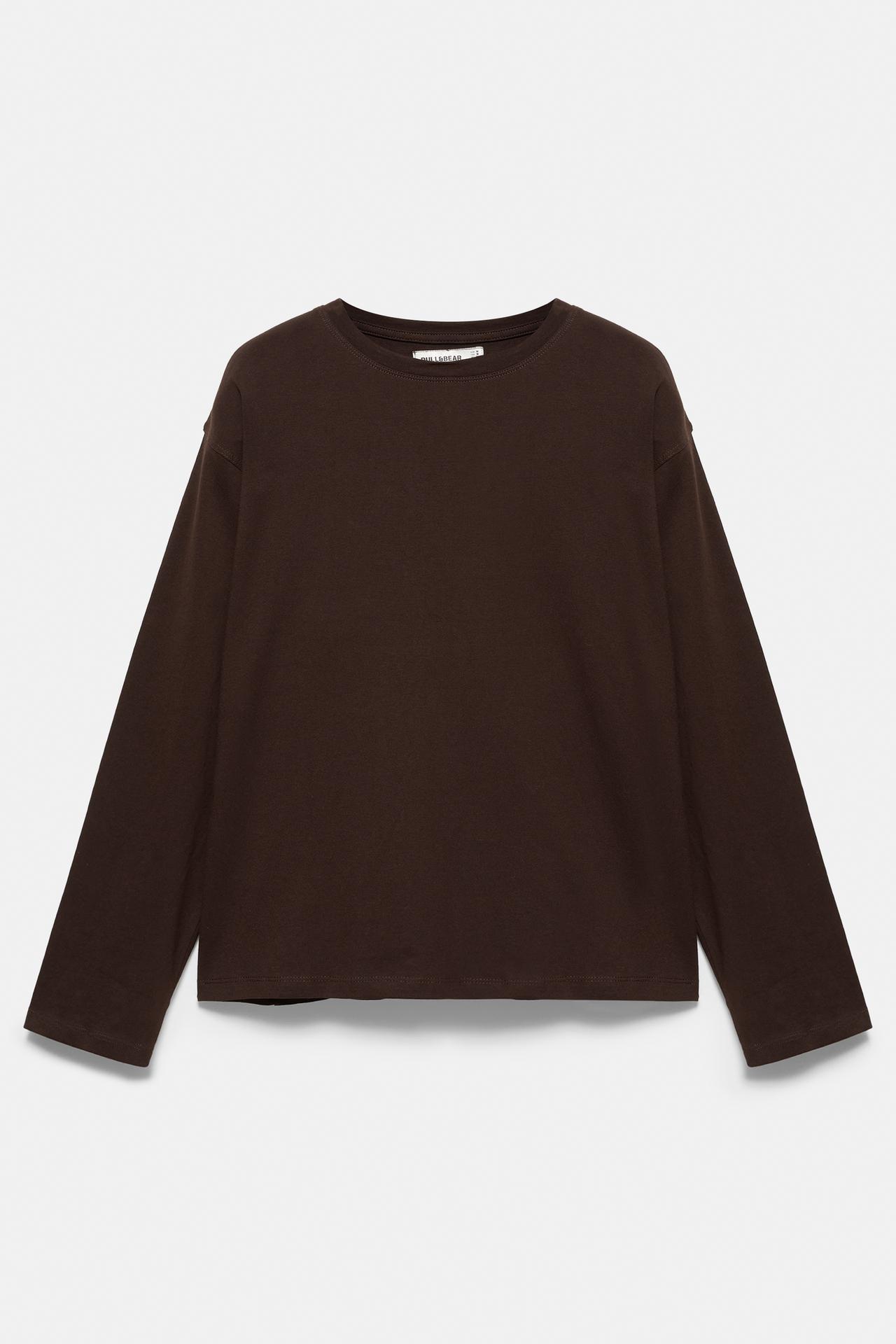 Oversize long sleeve T-shirt — Brown