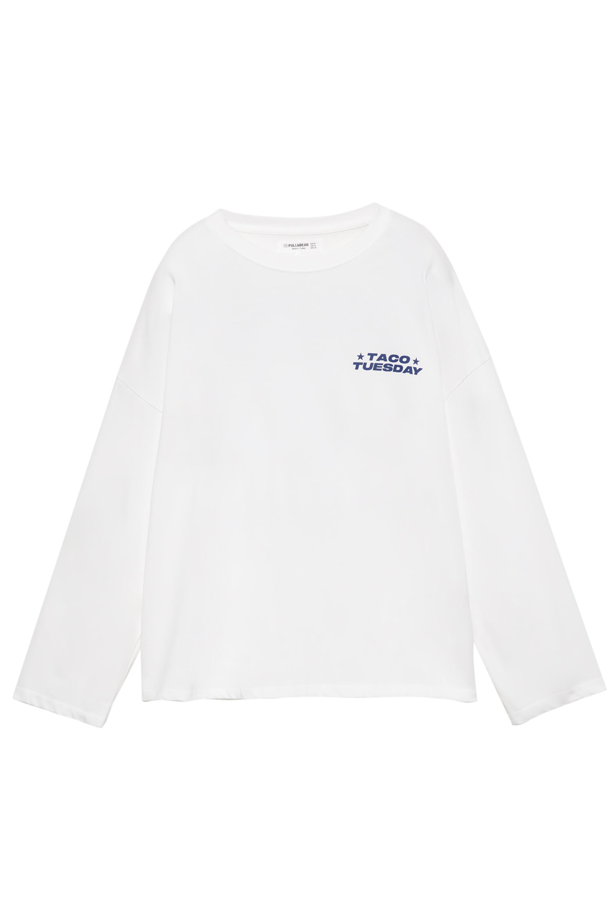 Long sleeve slogan T-shirt