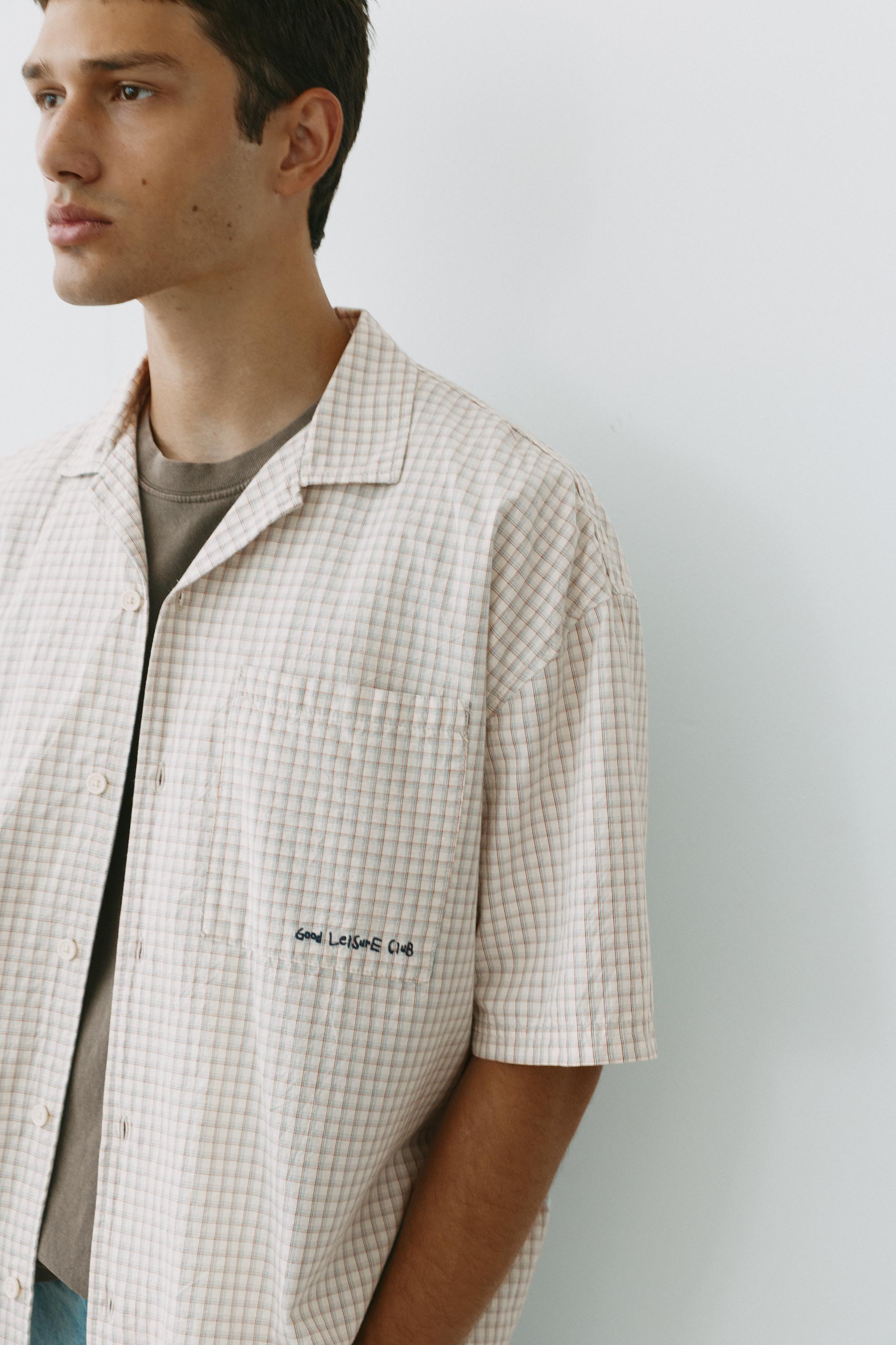 Short sleeve check shirt — Grey marl