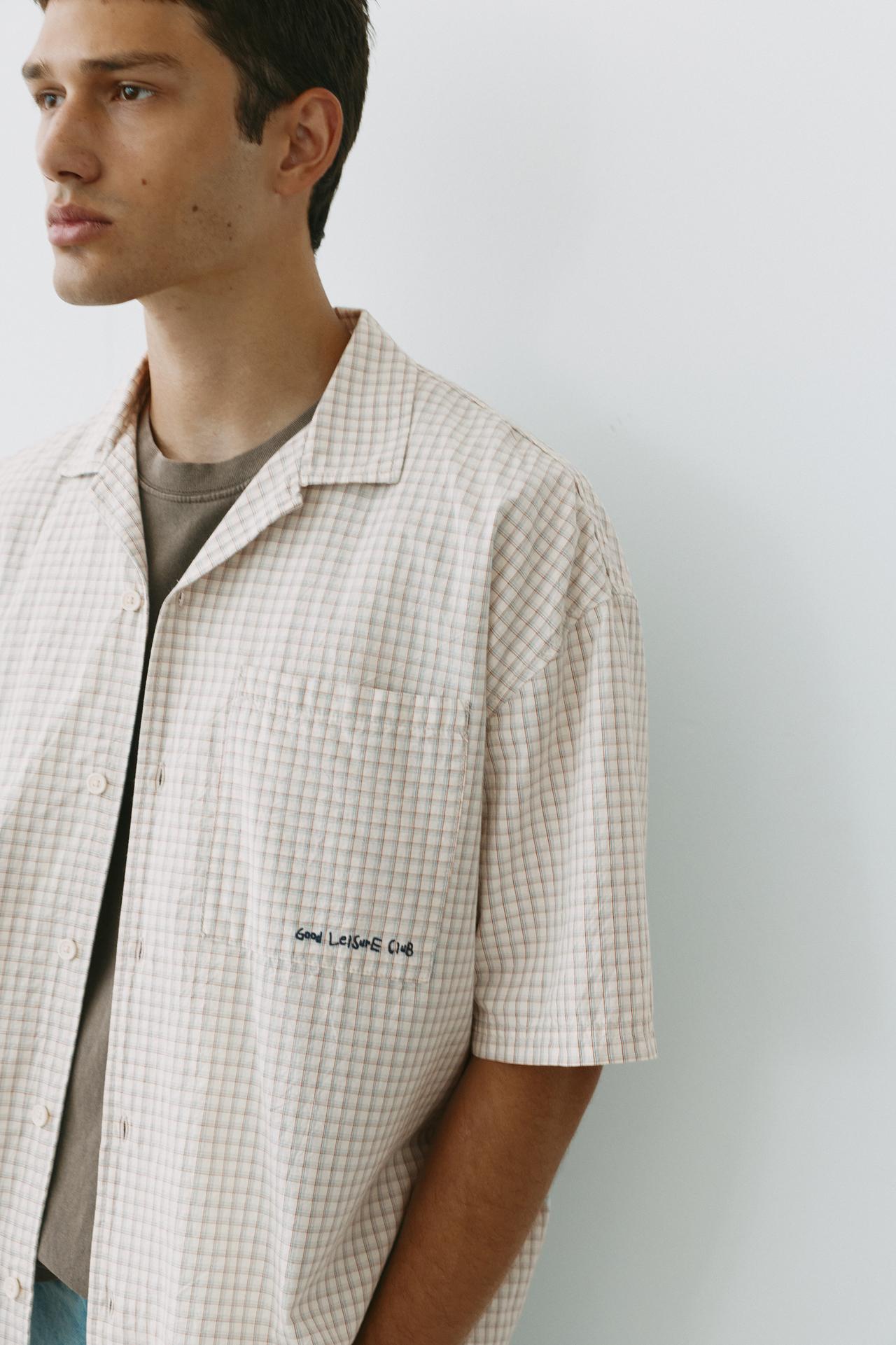 Short sleeve check shirt — Grey marl