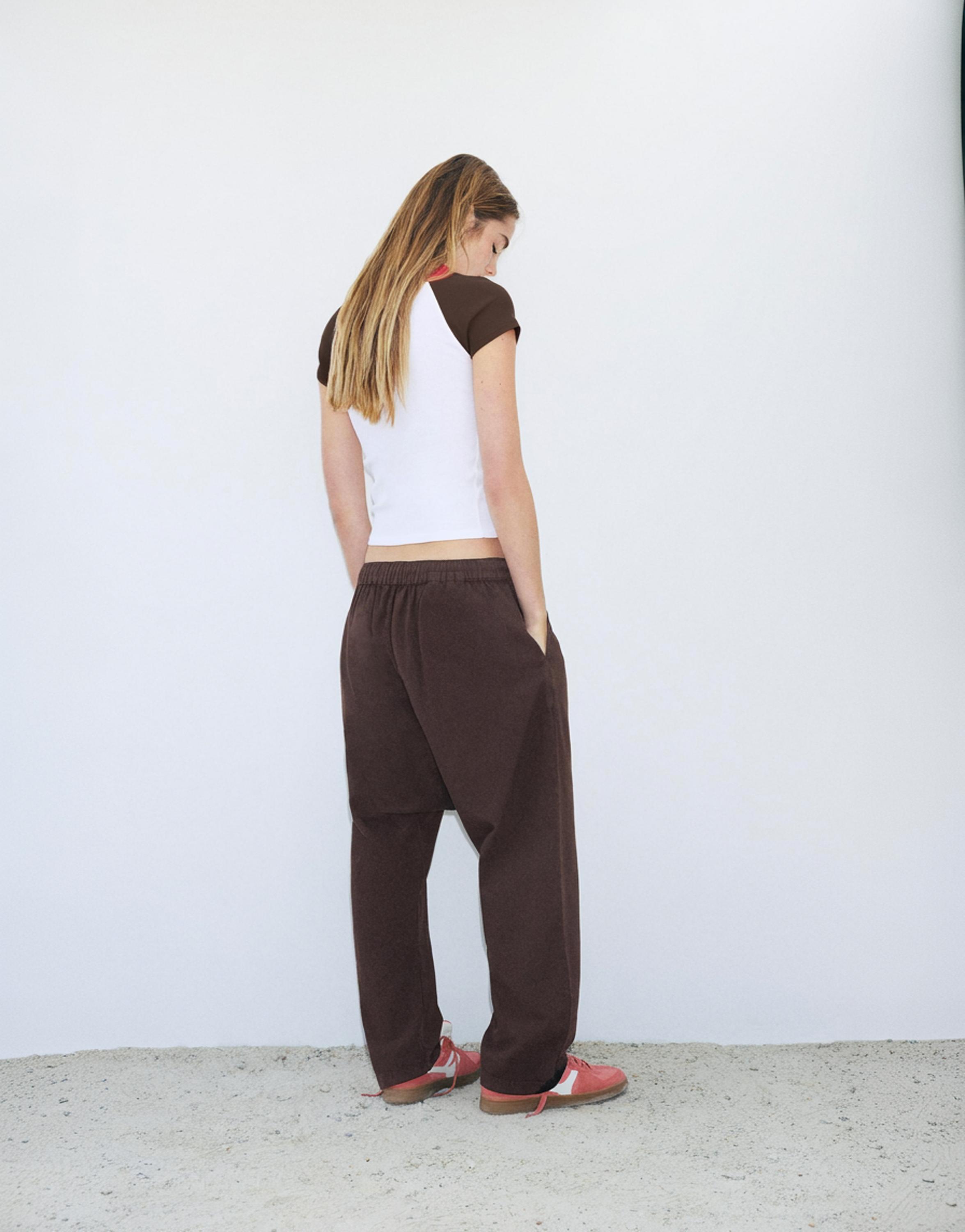 Baggy sarouel trousers with drawstring — Brown