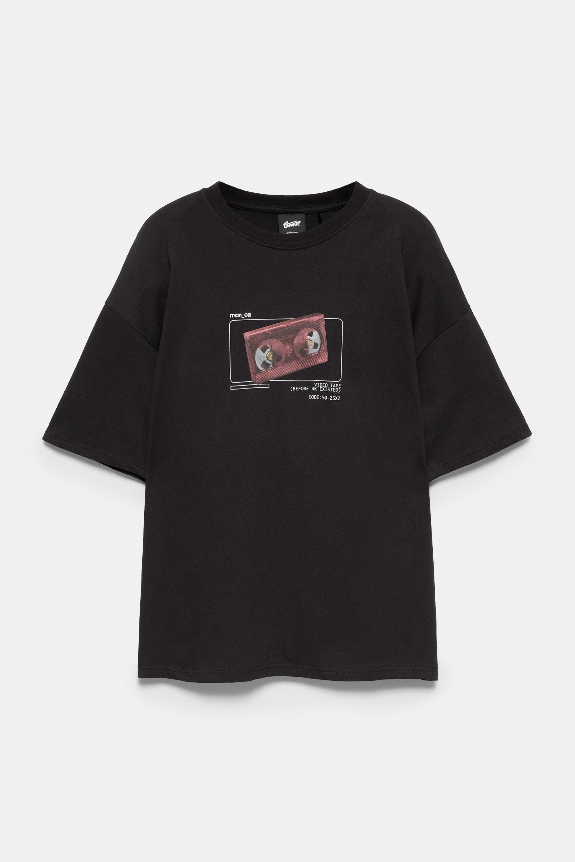 STWD tape graphic T-shirt — Black