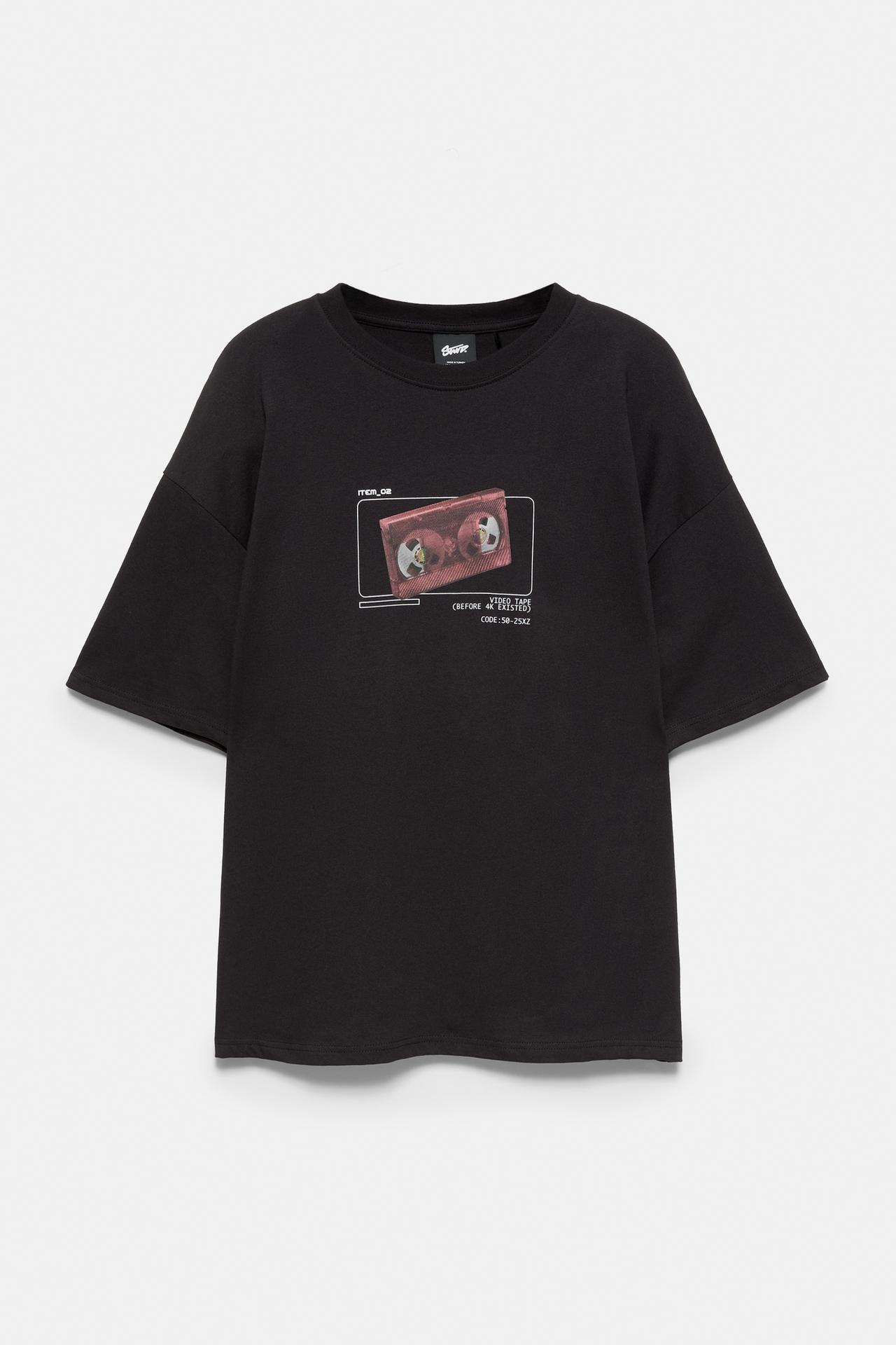STWD tape graphic T-shirt — Black