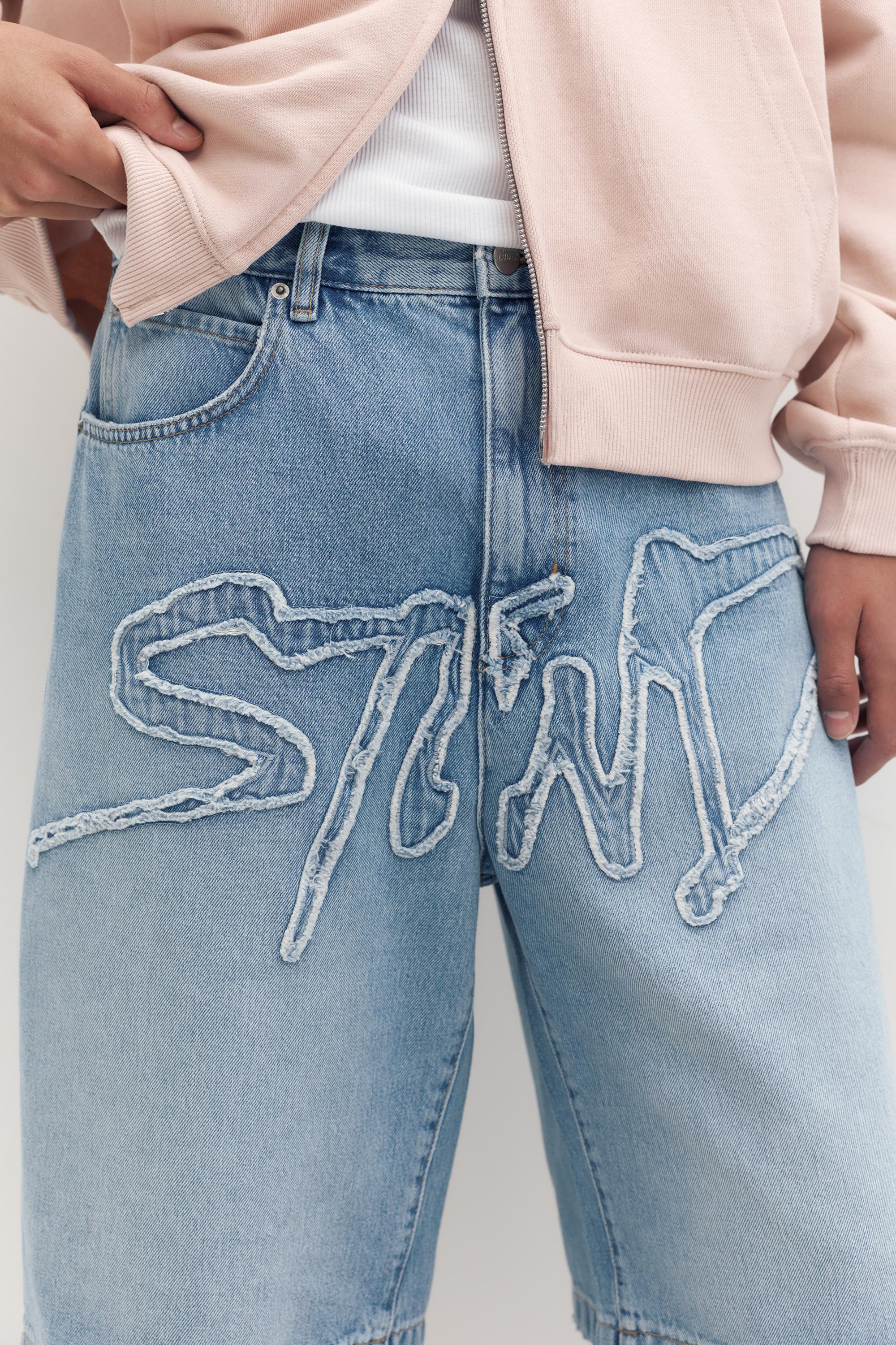 STWD skater denim Bermuda shorts — Pale indigo