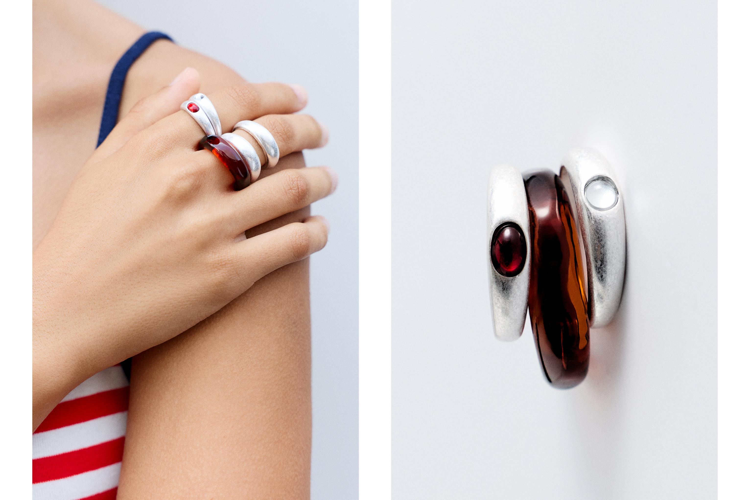 Pack of 6 mixed rings — Silver