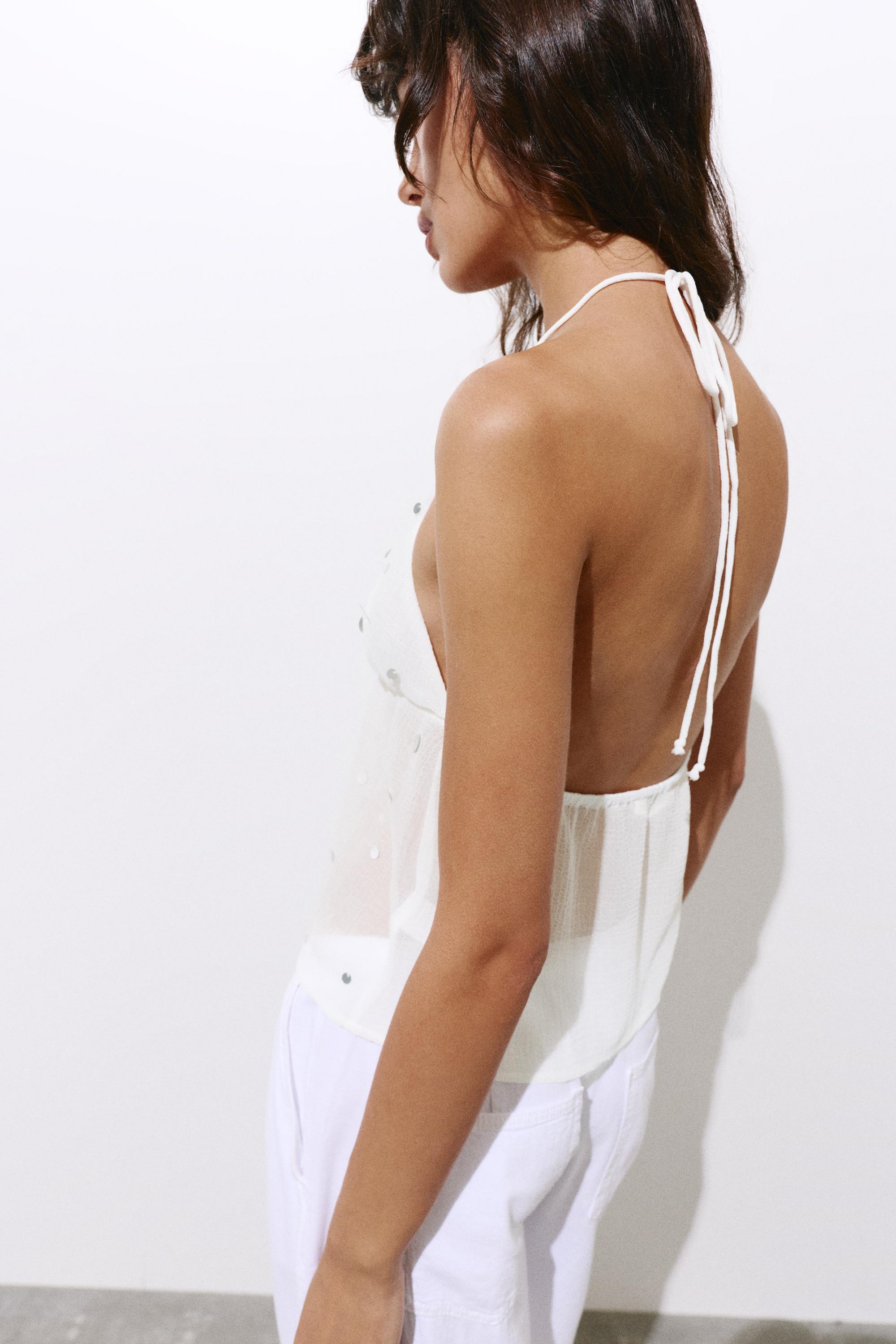 Mirror halter top — White