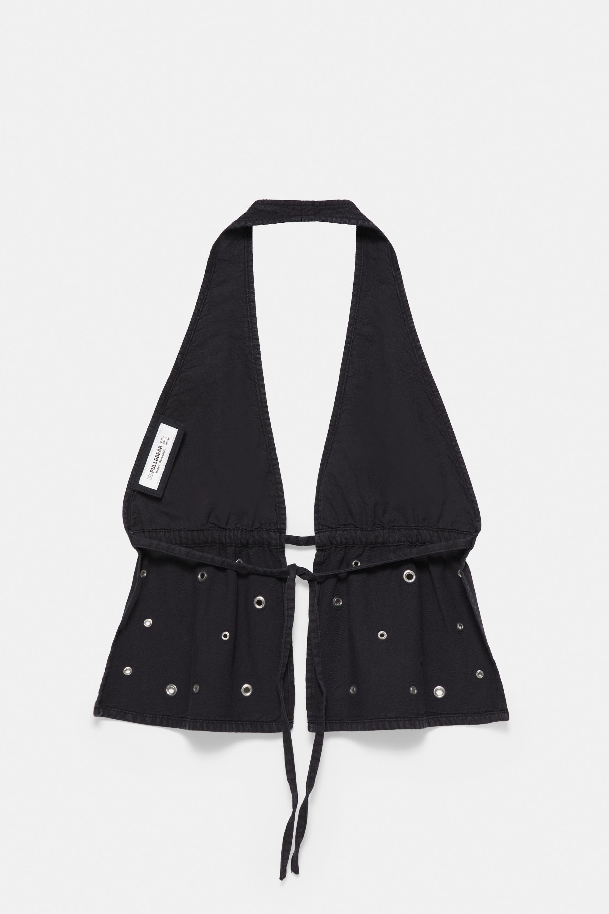 Eyelet halter top — Black