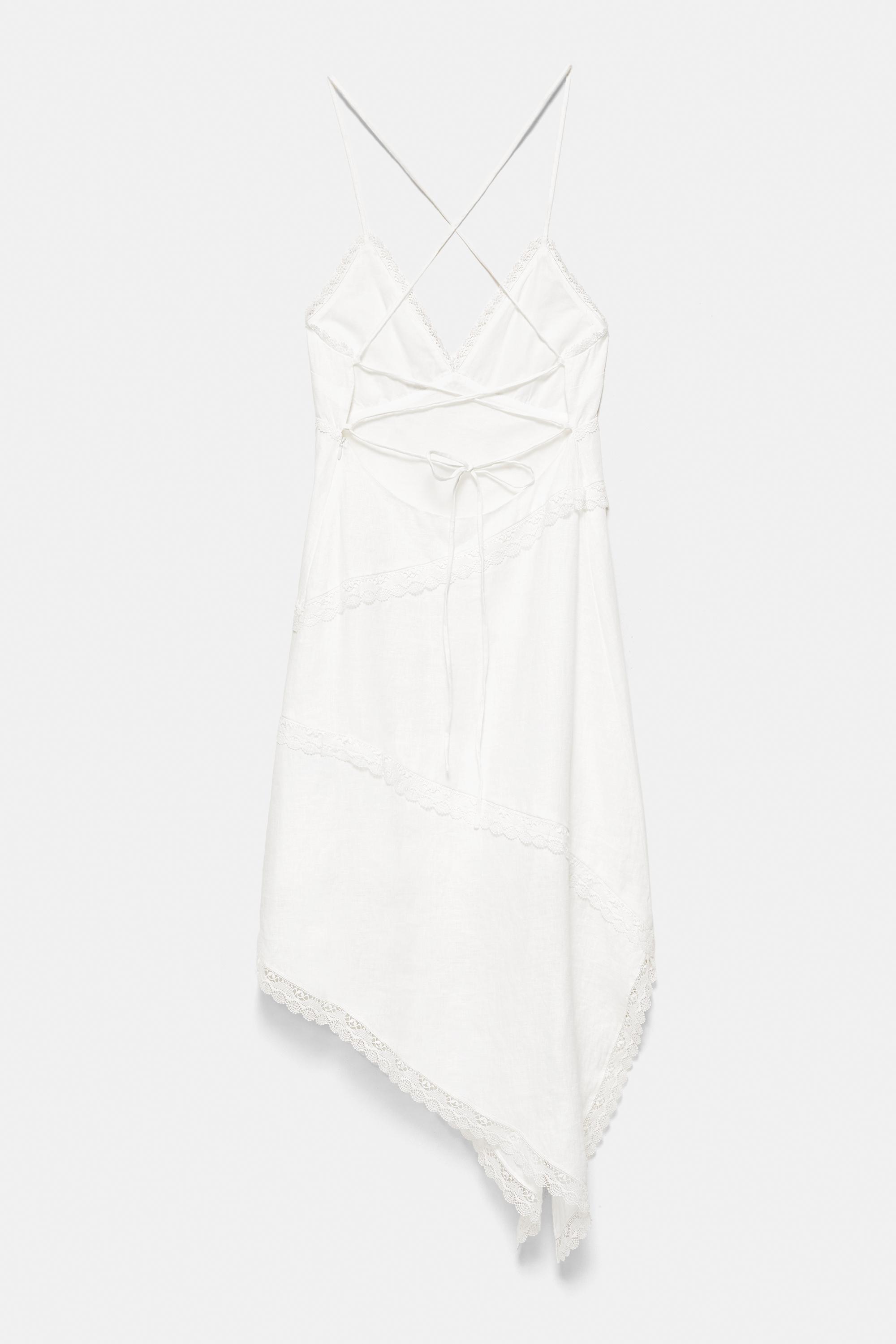 Encaixe de Camariñas x Pull&Bear 100% linen dress — Off white