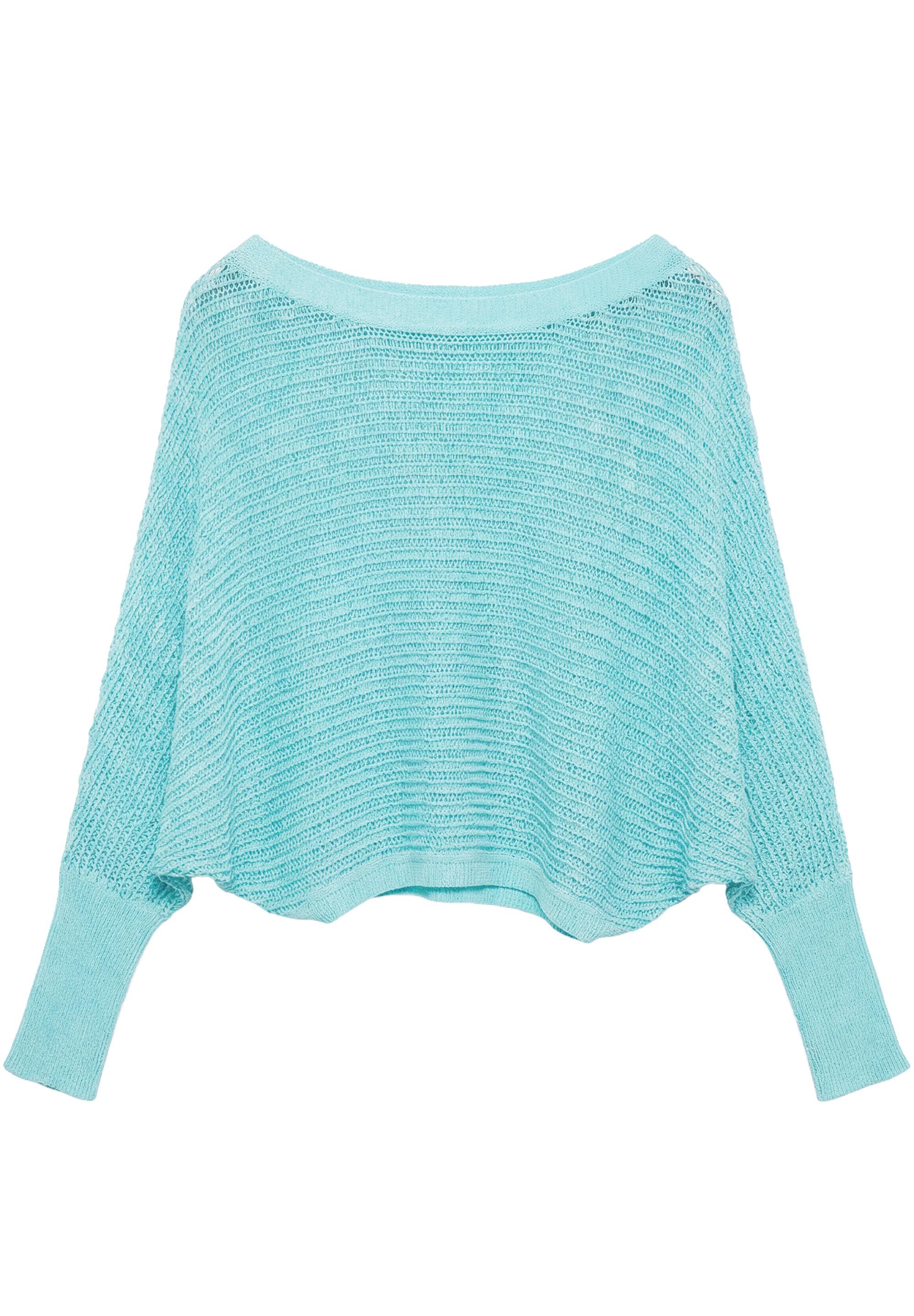 Cutwork rib jumper — Turquoise