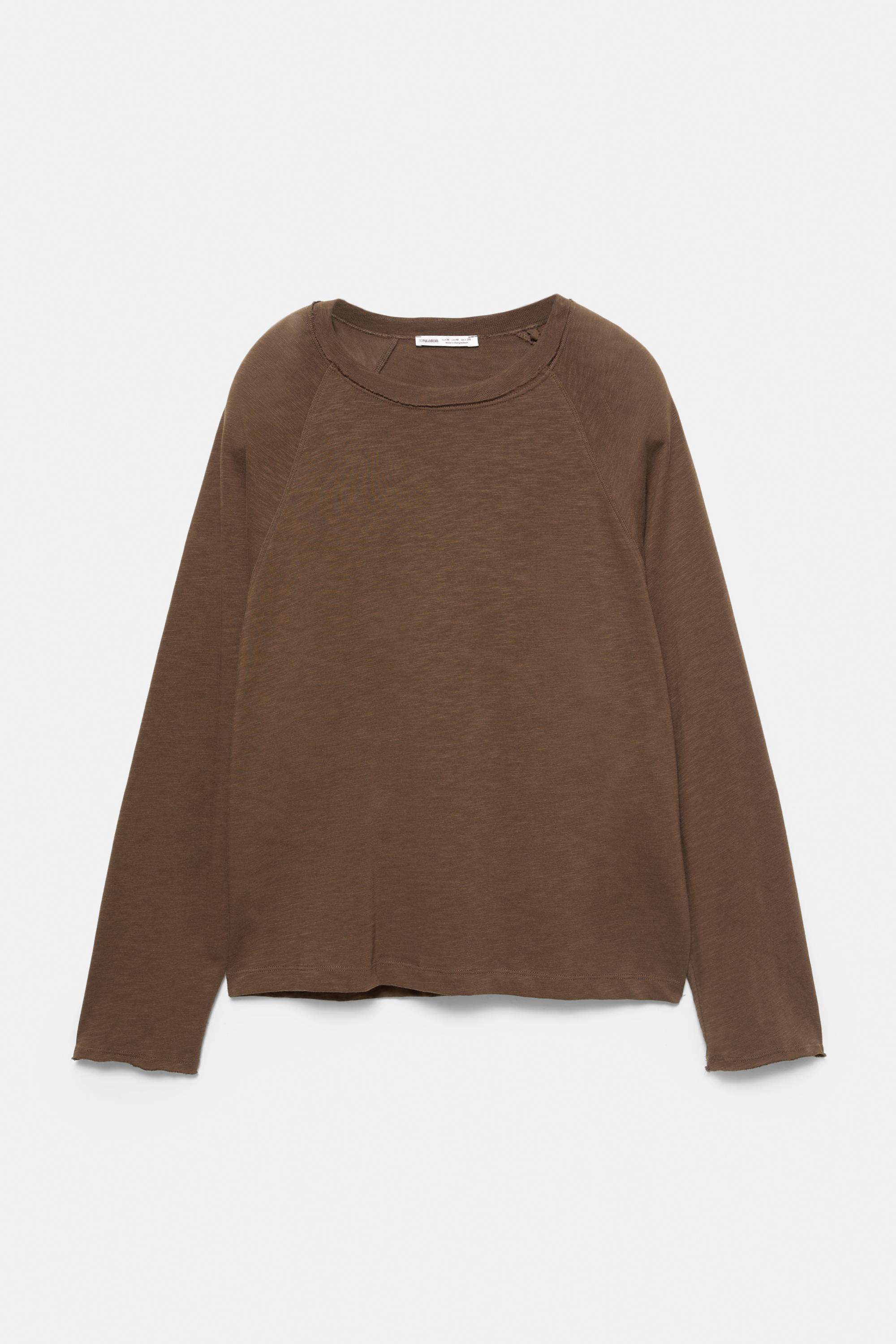 Long sleeve raglan T-shirt — Brown