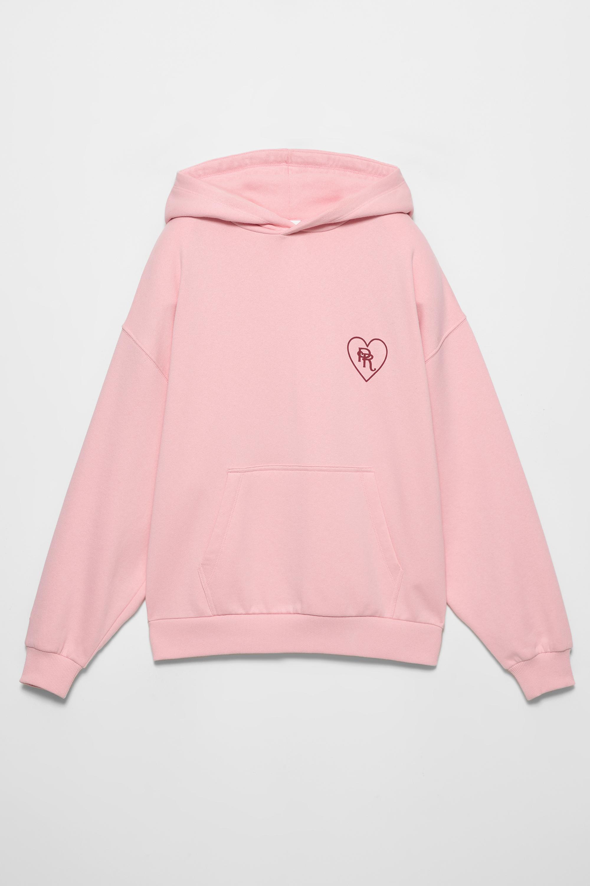 Kalp grafik baskılı kapüşonlu sweatshirt - Görsel 5