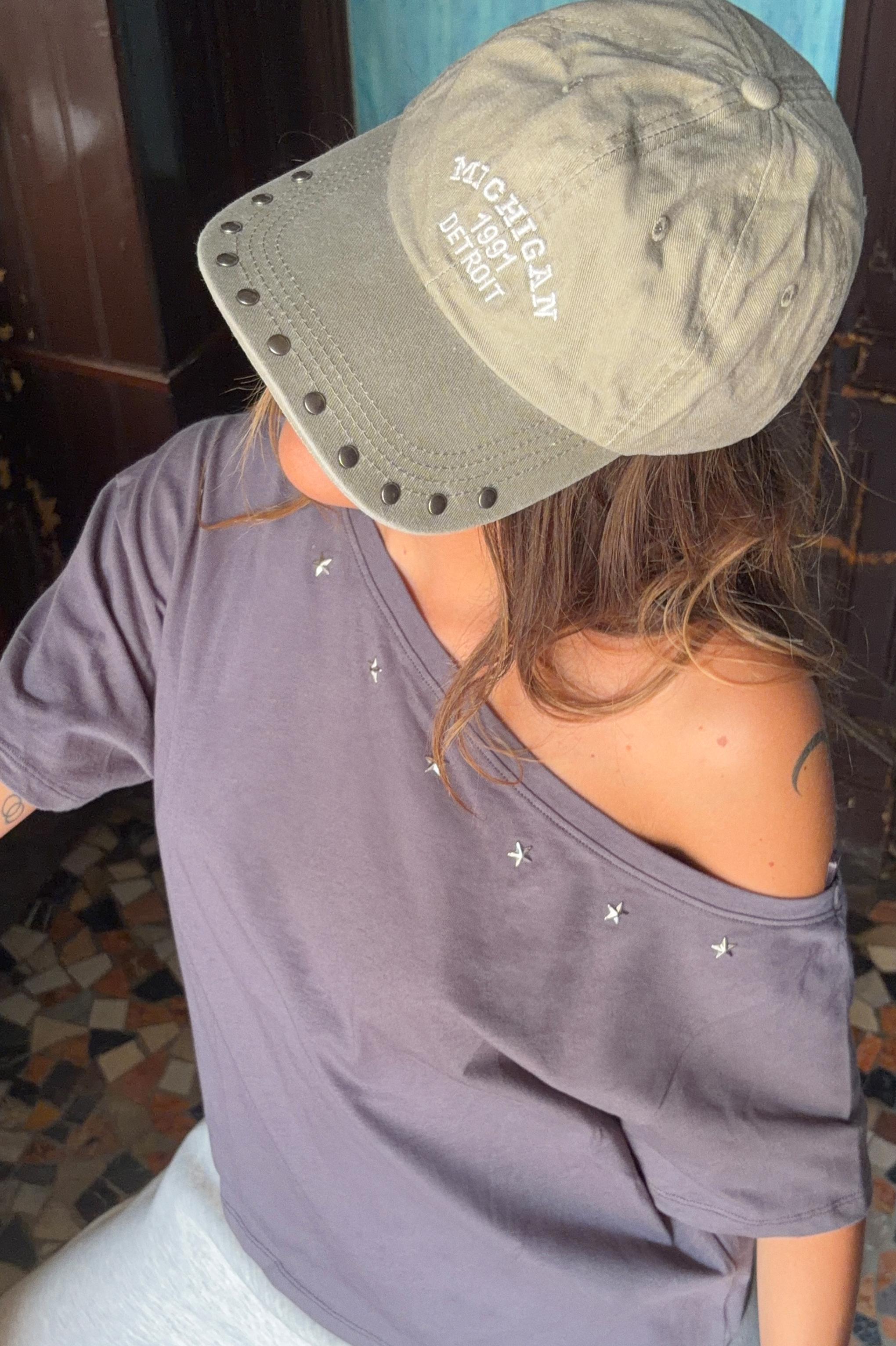 Asymmetric star T-shirt — Grey/Blue