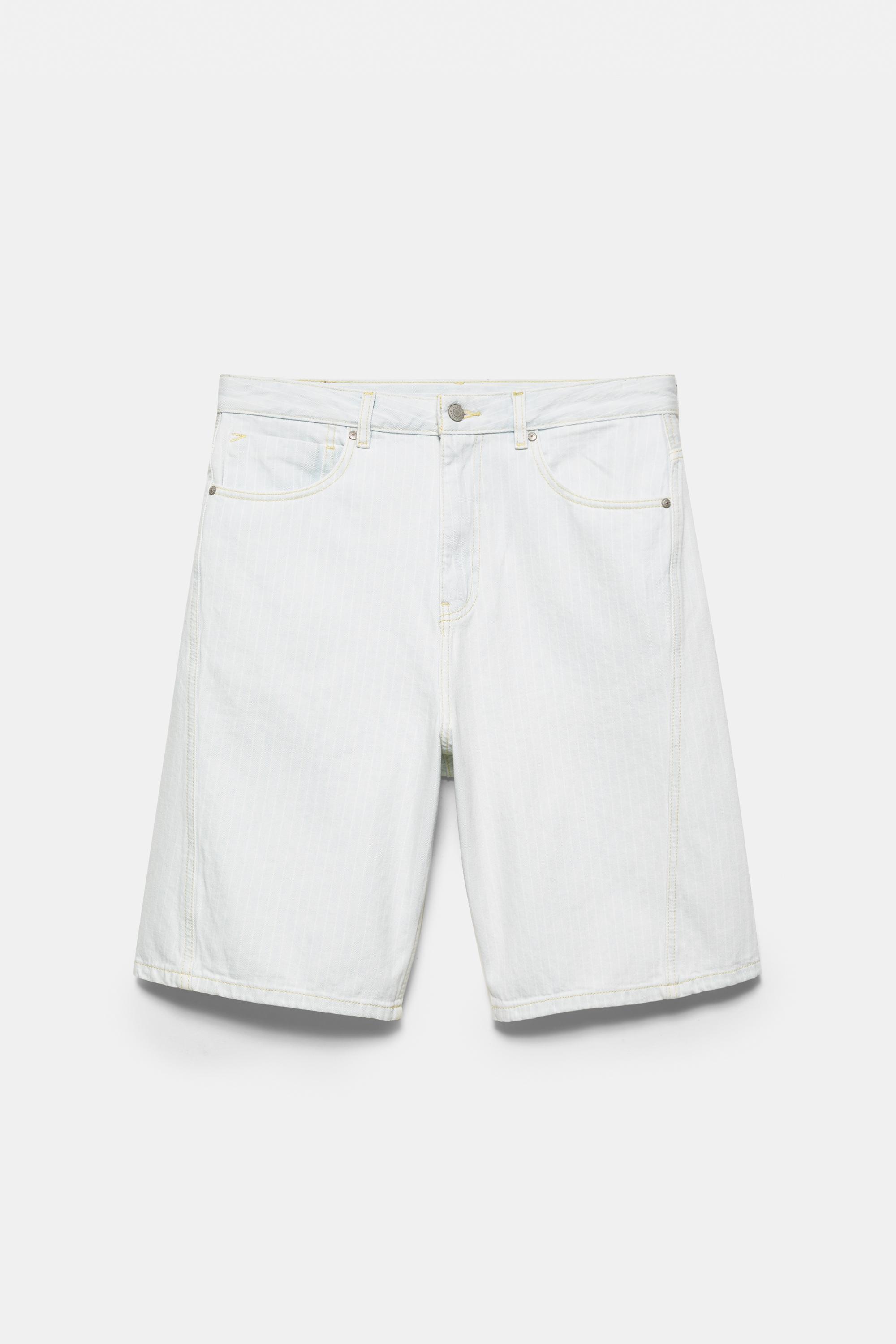 Relaxed-fit seam detail denim Bermuda shorts — Blue
