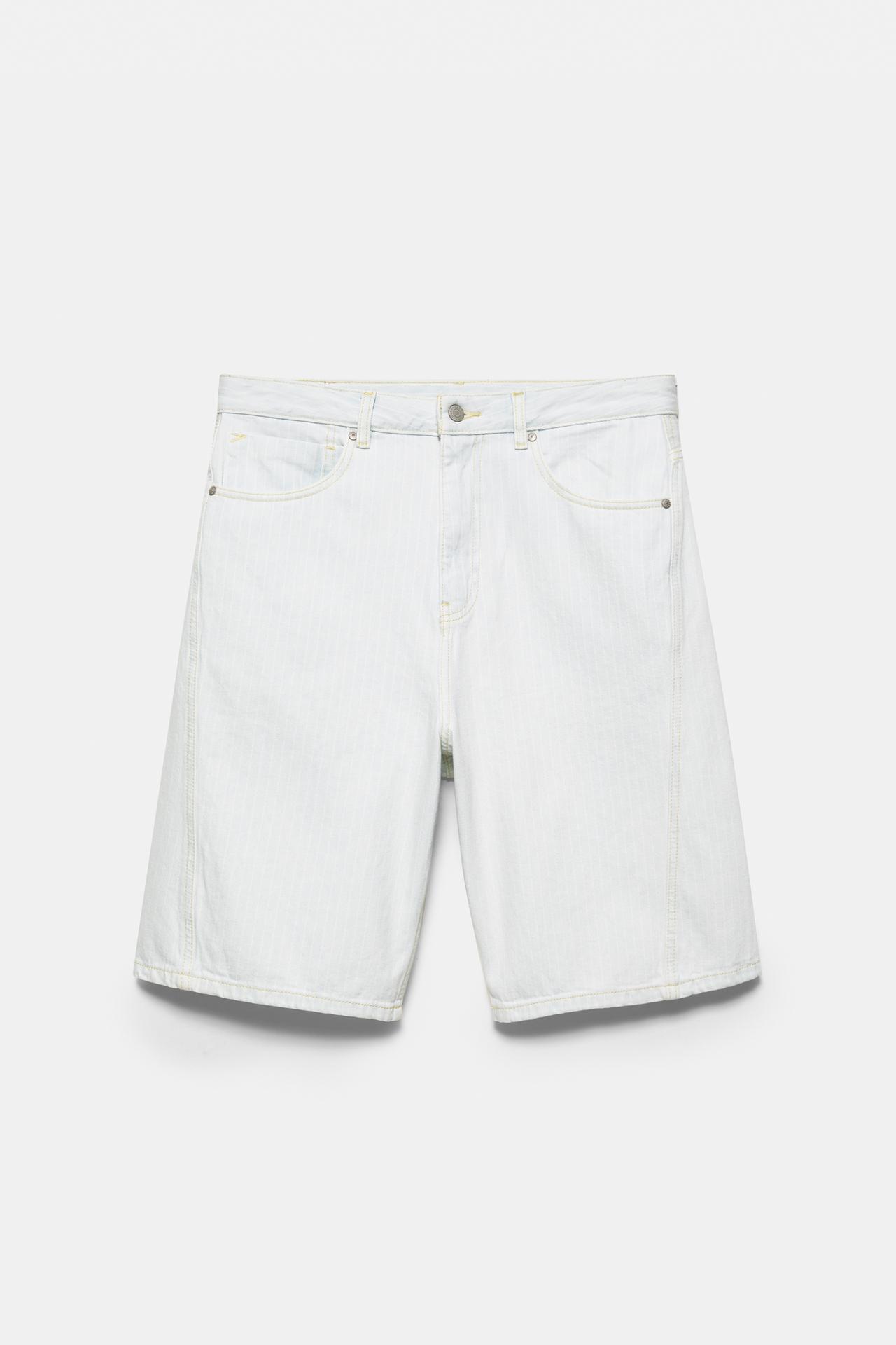 Relaxed-fit seam detail denim Bermuda shorts — Blue
