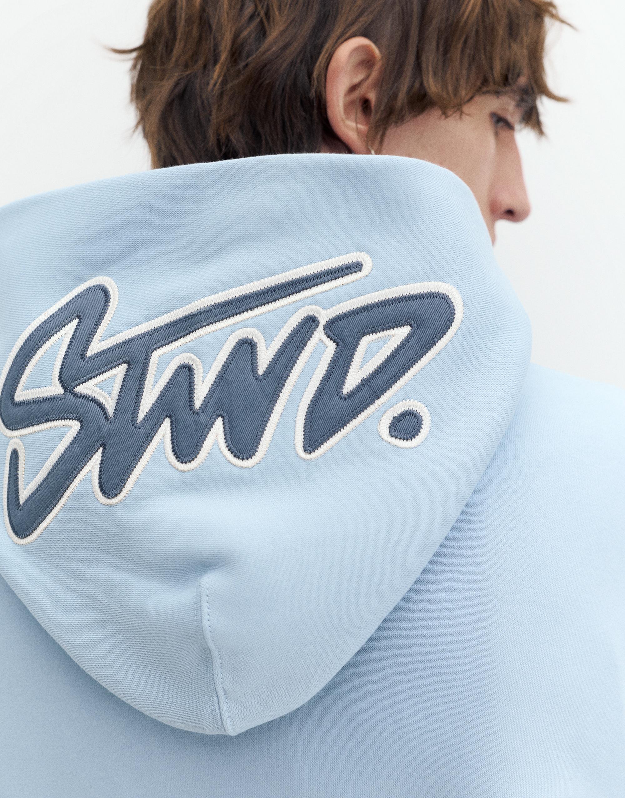 STWD boxy-fit logo hoodie — Sky blue