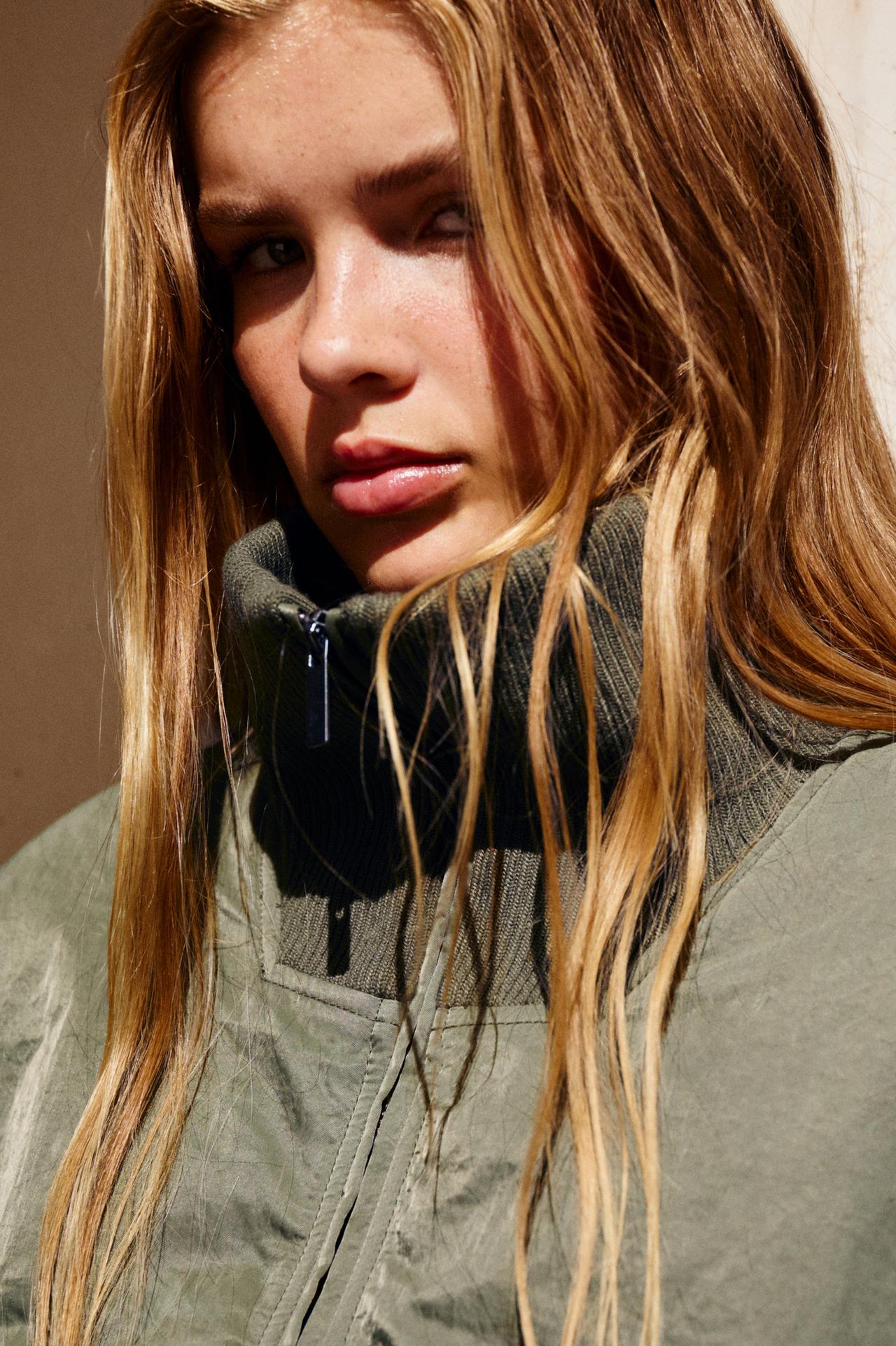 Oversize high neck bomber jacket — Khaki