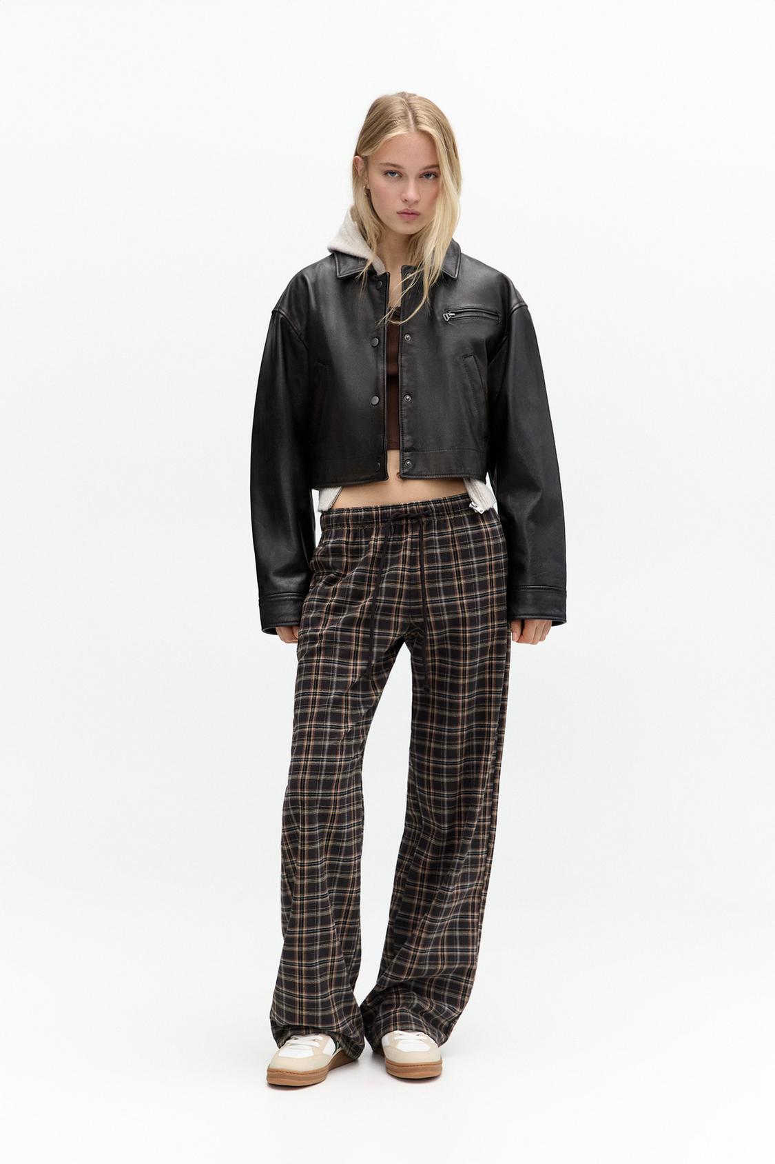 Check trousers with elasticated waistband PULL&BEAR