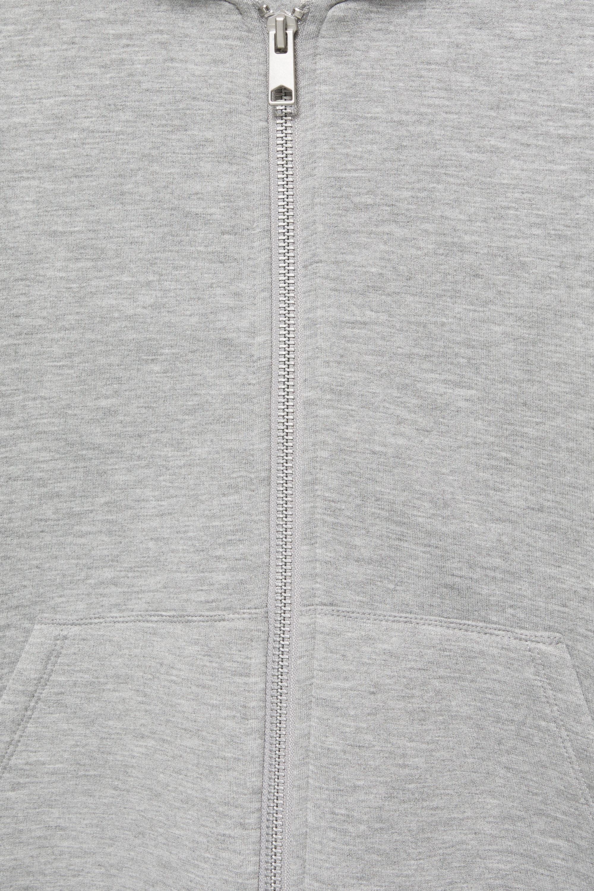 Neoprene-effect zip hoodie — Grey marl