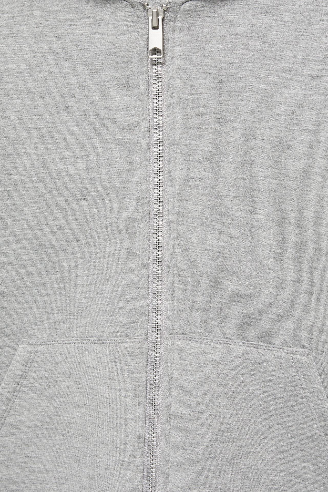 Neoprene-effect zip hoodie — Grey marl