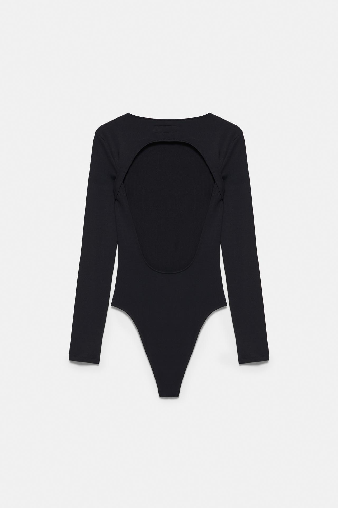 Long sleeve cut-out bodysuit — Black