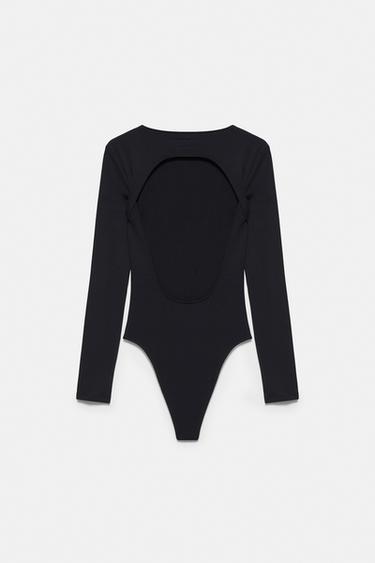 Long sleeve cut-out bodysuit — Black 6