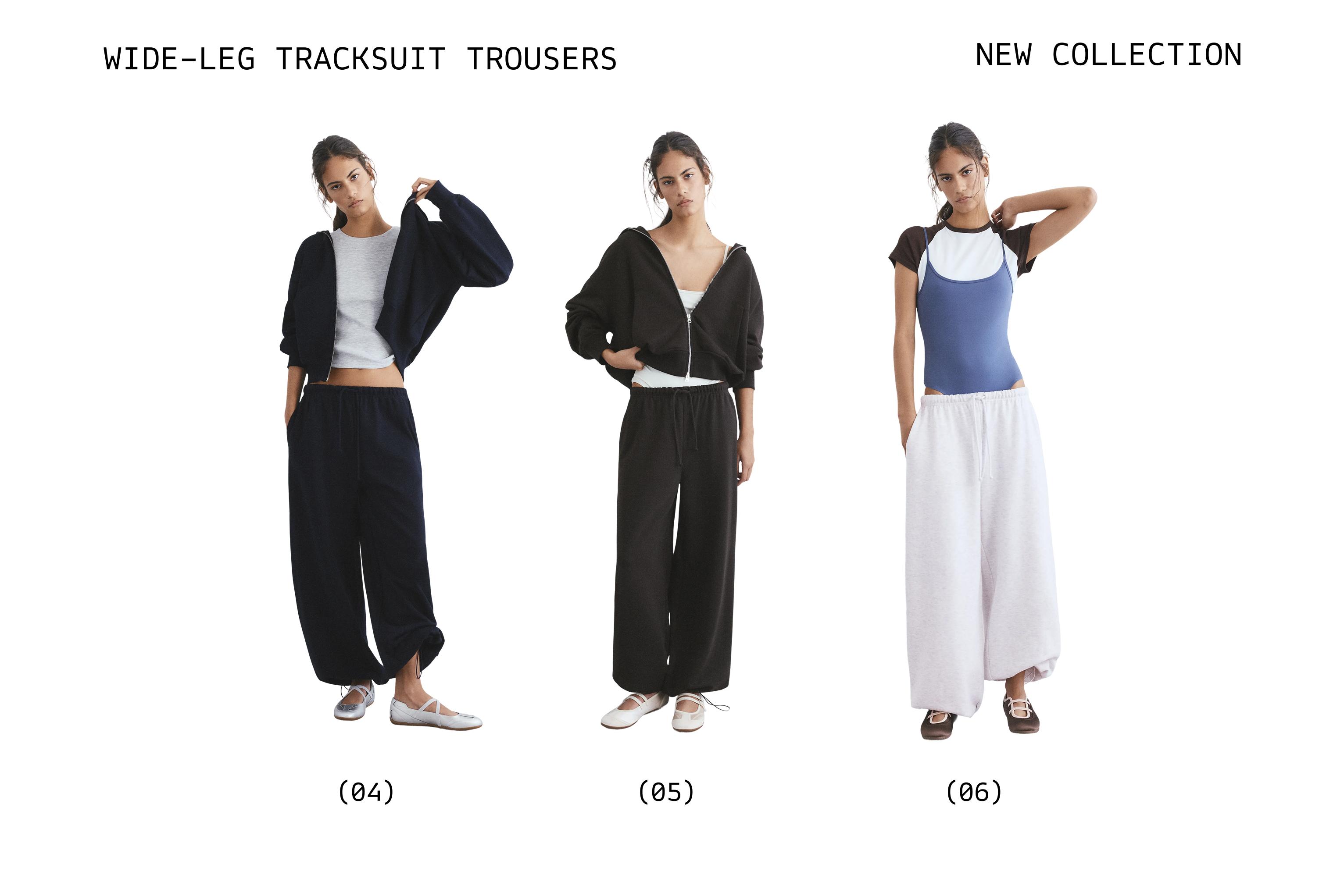 Wide-leg tracksuit bottoms with adjustable hem — Grey marl
