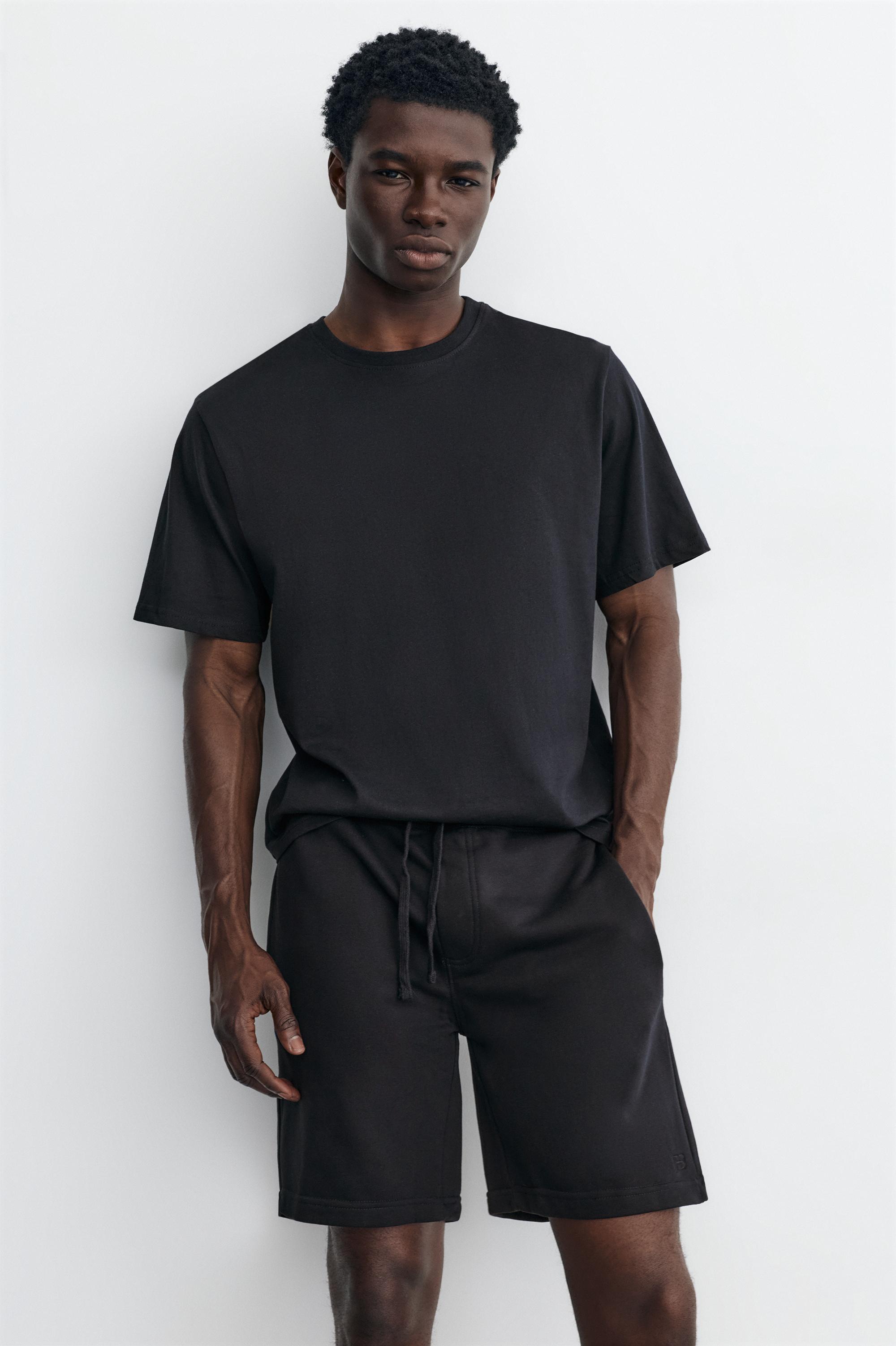 Pack of Bermuda jogger shorts and T-shirt — Dark navy