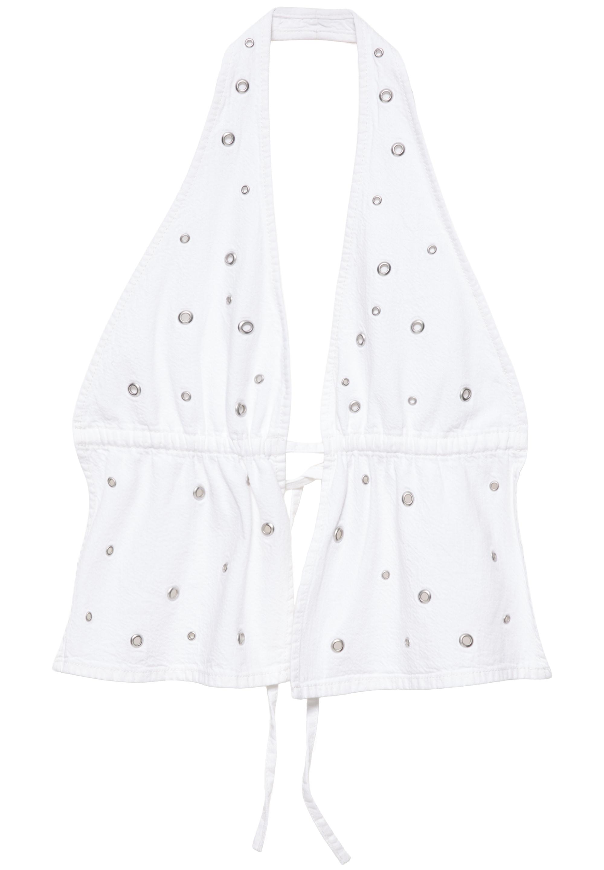 Eyelet halter top — White