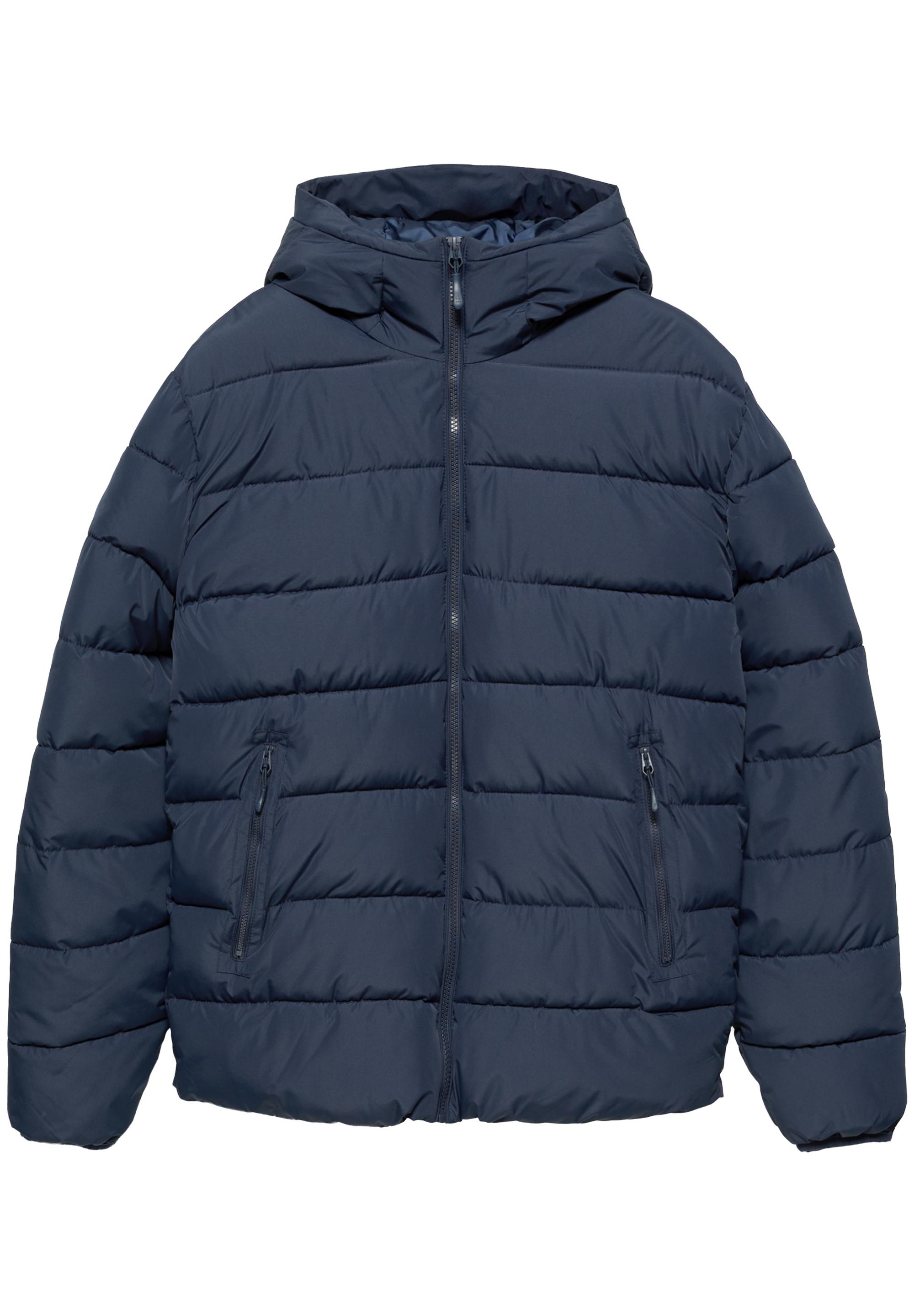 Puffer jacket with hood — Dark blue