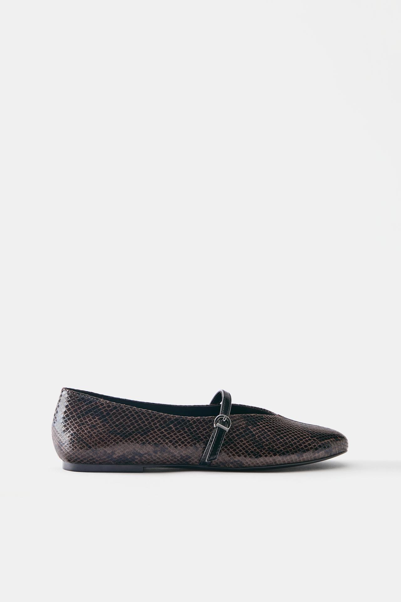 Snakeskin ballet flats — Brown