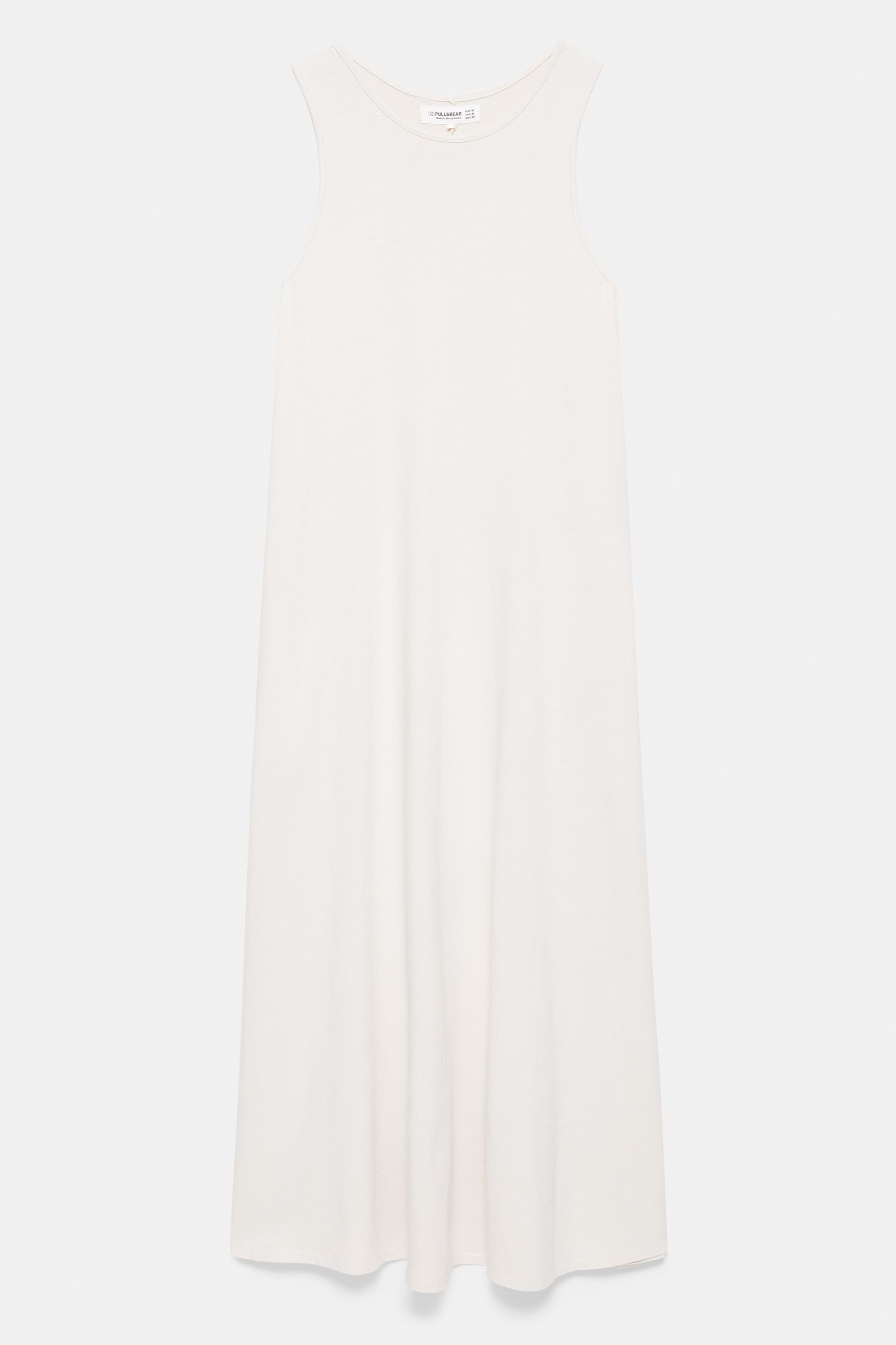 Long sleeveless dress — Light camel