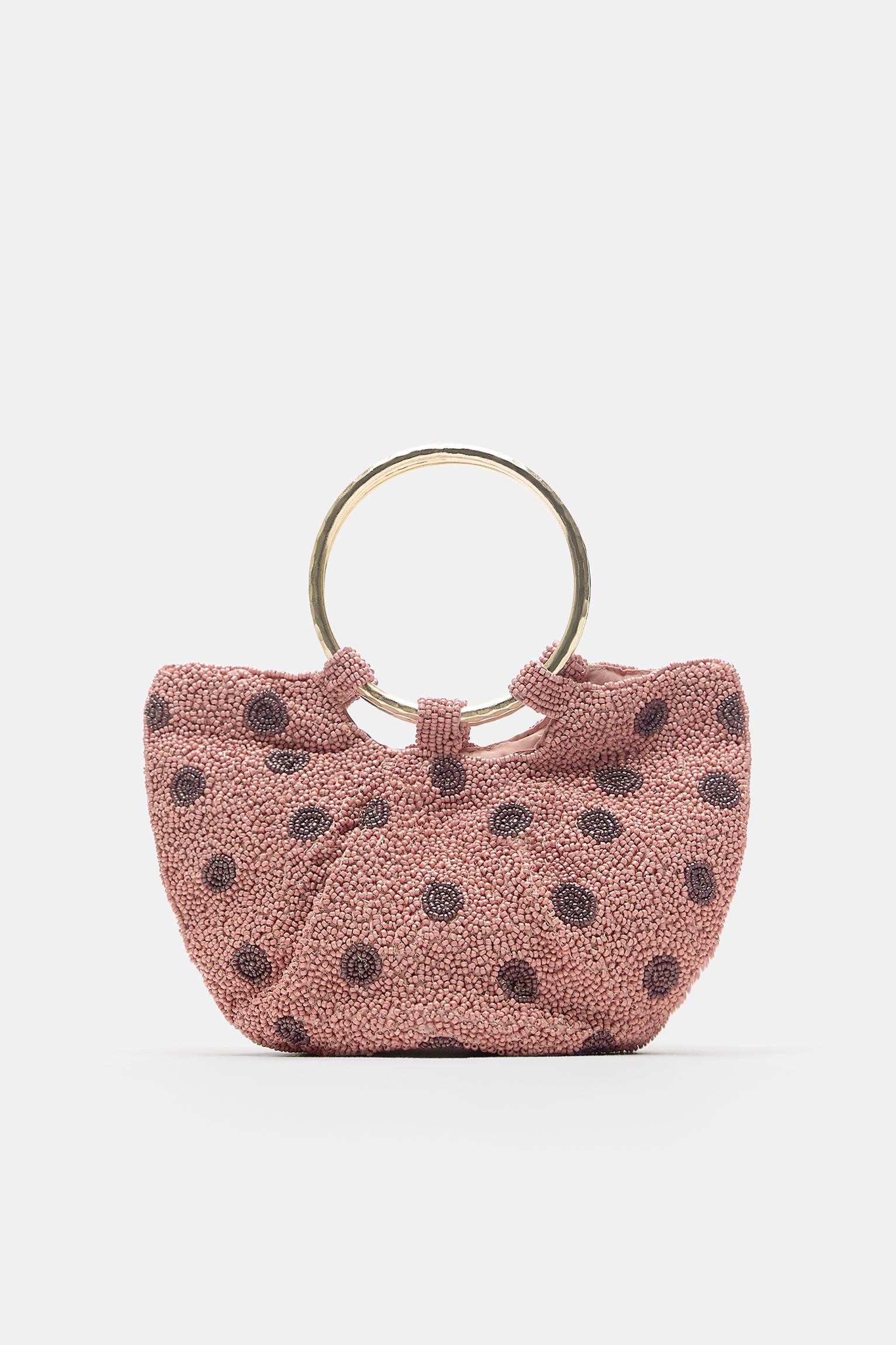 Puantiye desenli metal saplı çanta - Görsel 21