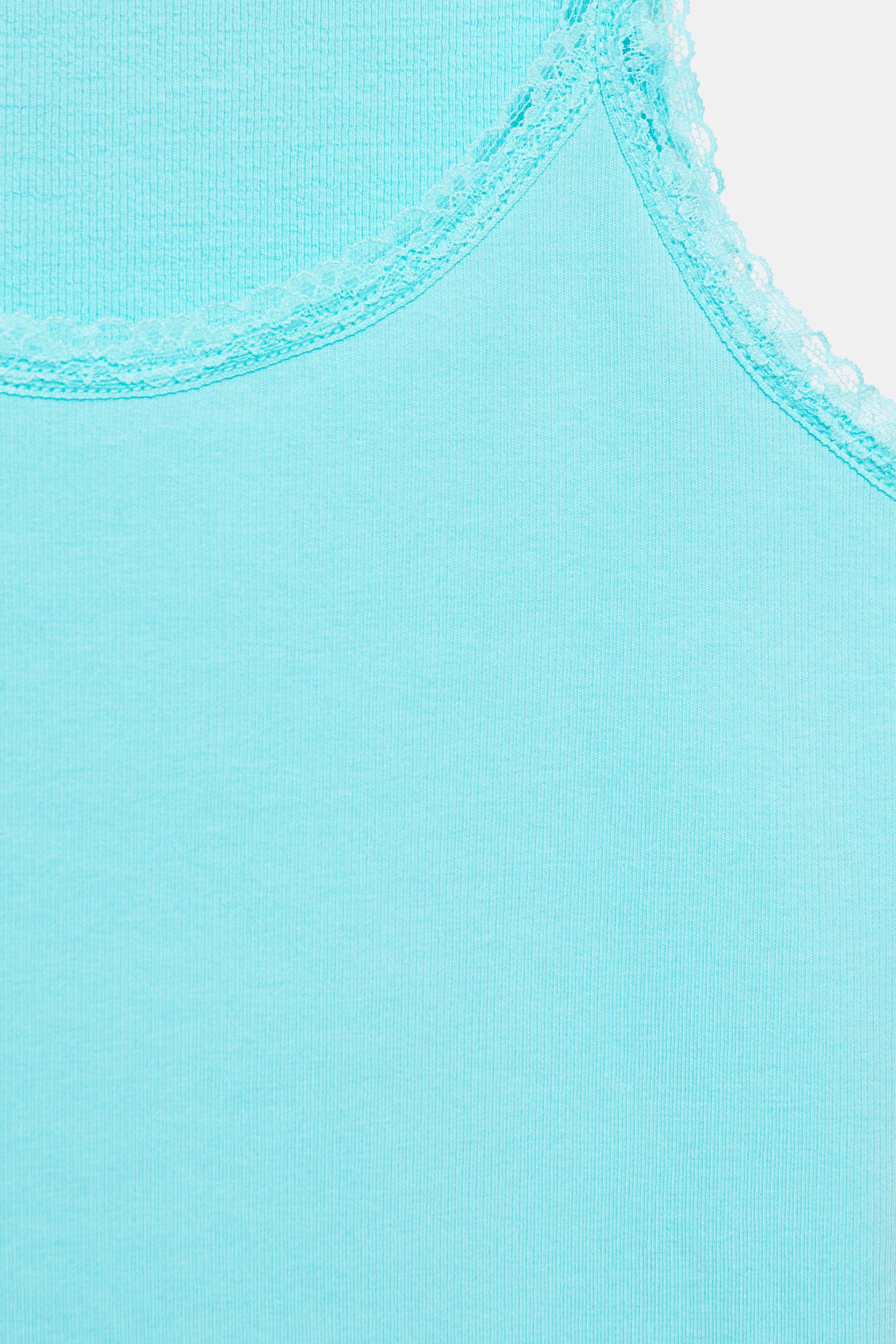Lace-trim tank top — Turquoise