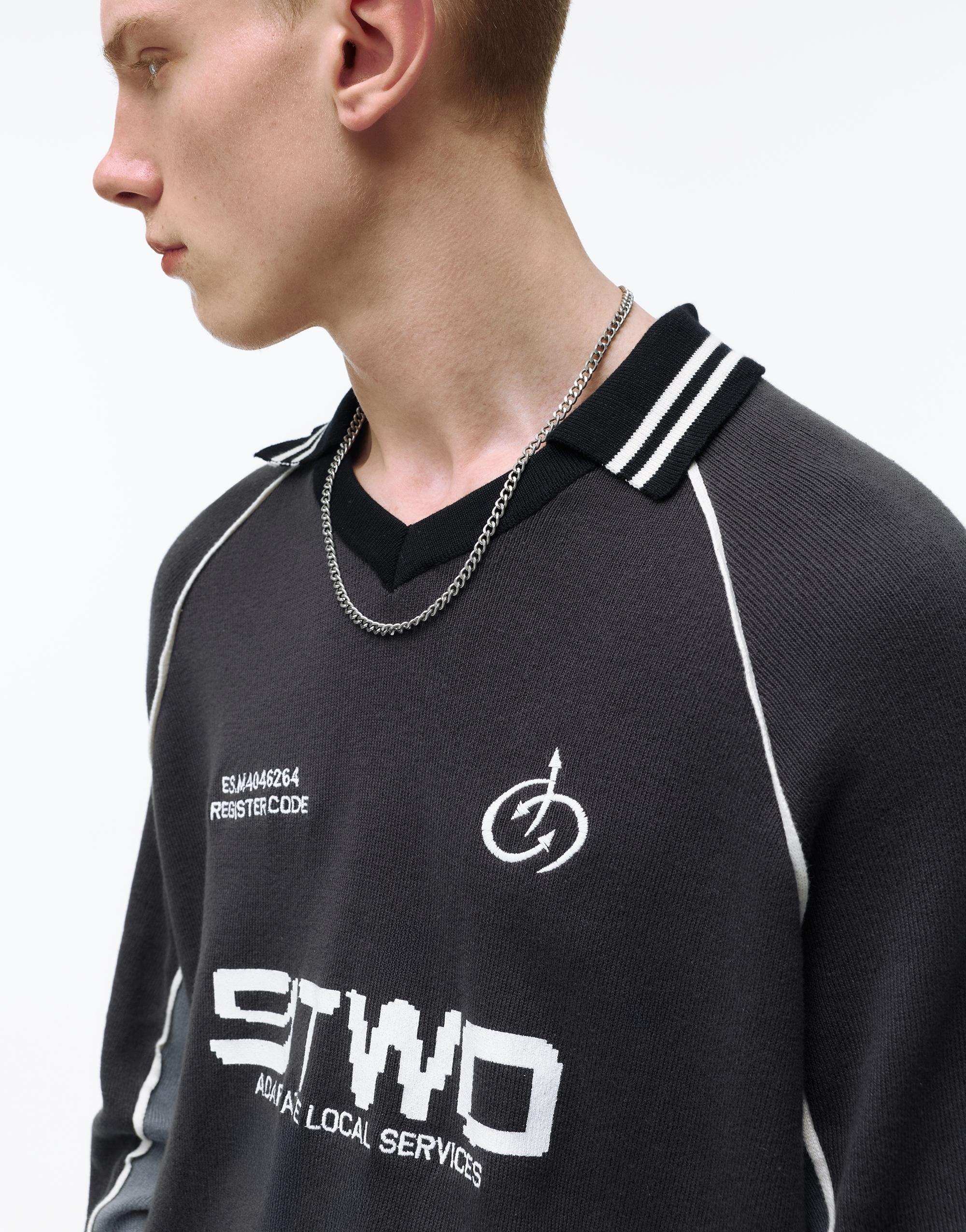 Long sleeve STWD polo shirt — Anthracite grey