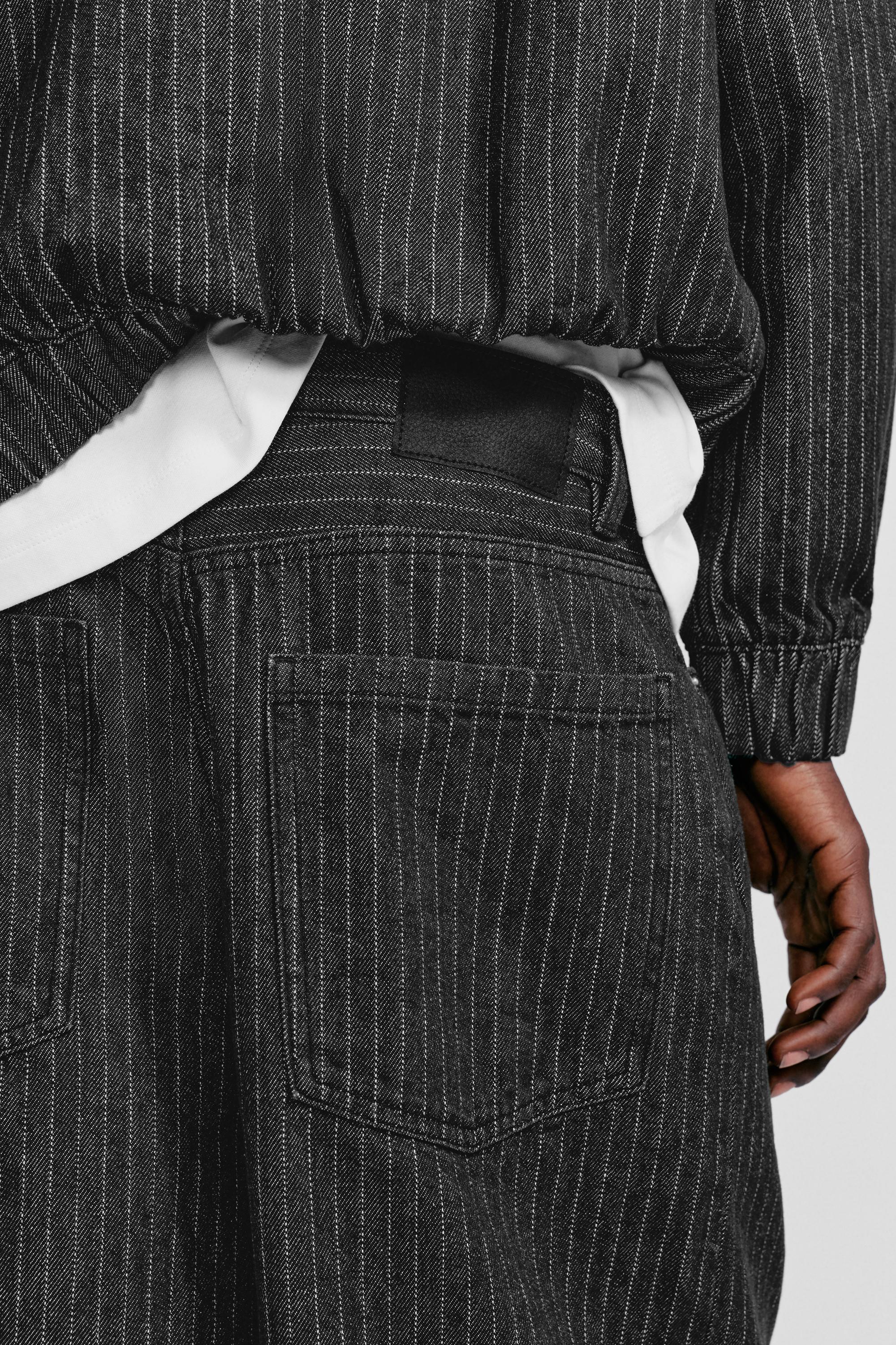 Pinstripe skater denim Bermuda shorts — Black