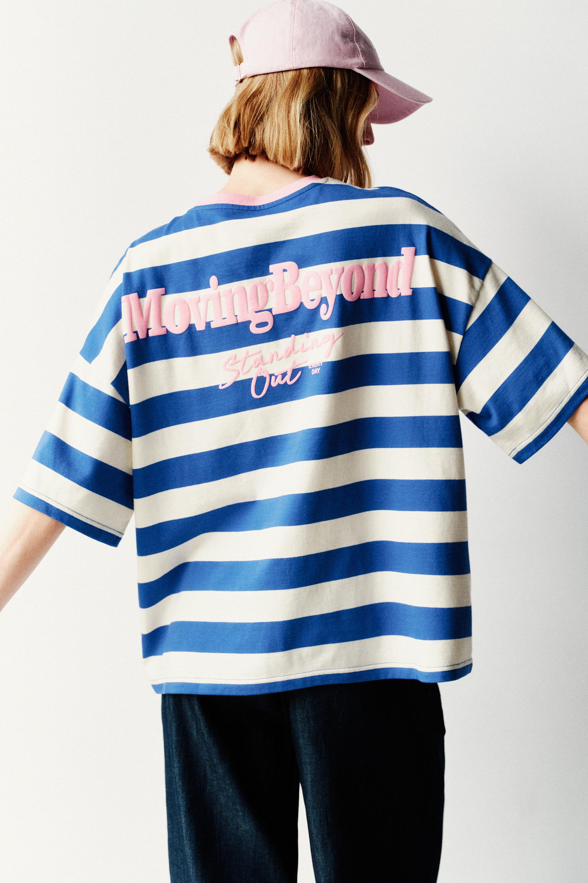 Blue striped T-shirt — Deep blue