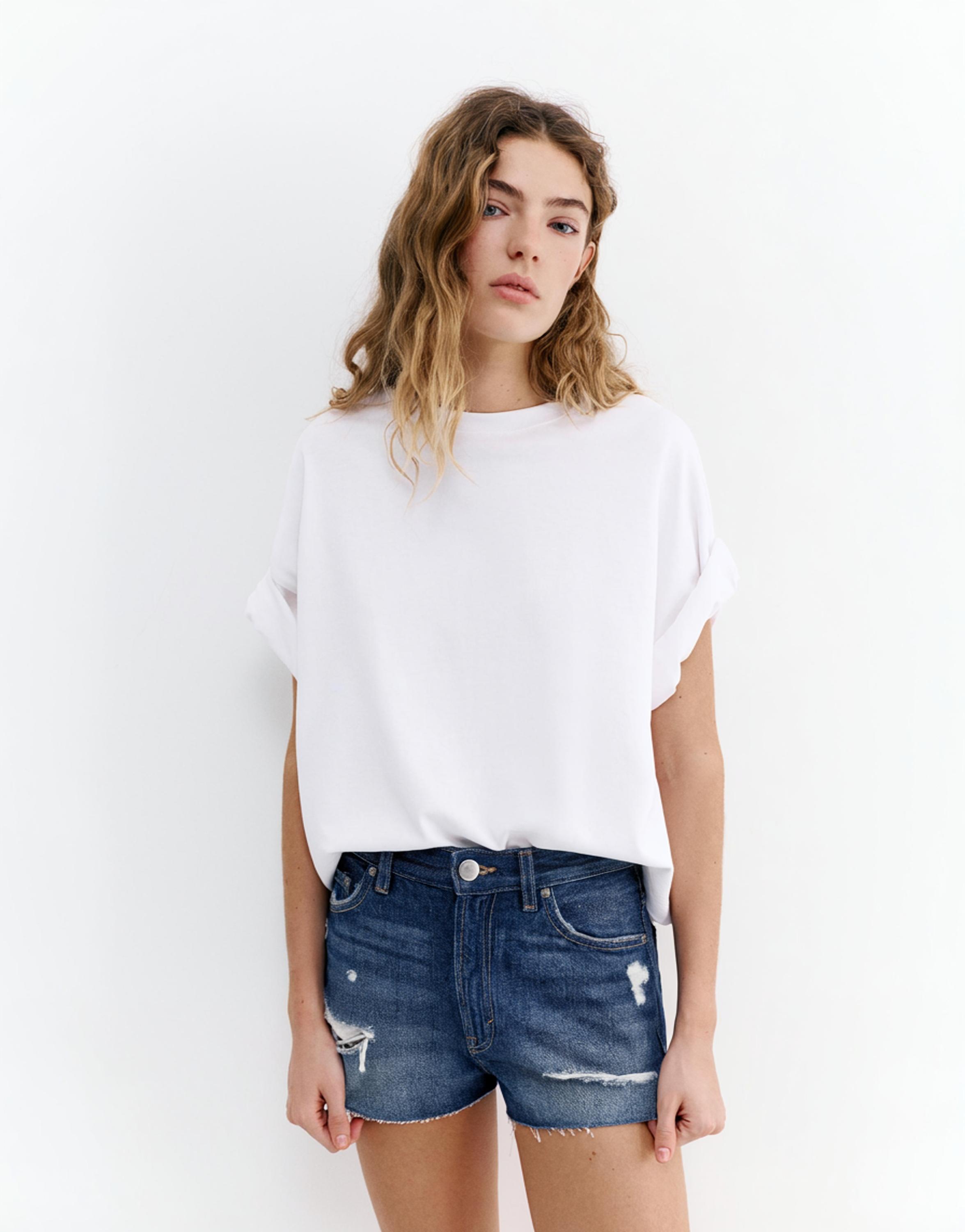 Mom fit ripped denim shorts — Dark blue