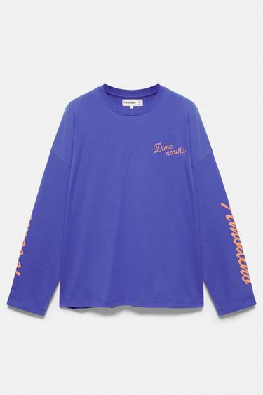Oversize graphic T-shirt Dime neniña — Mulberry 3