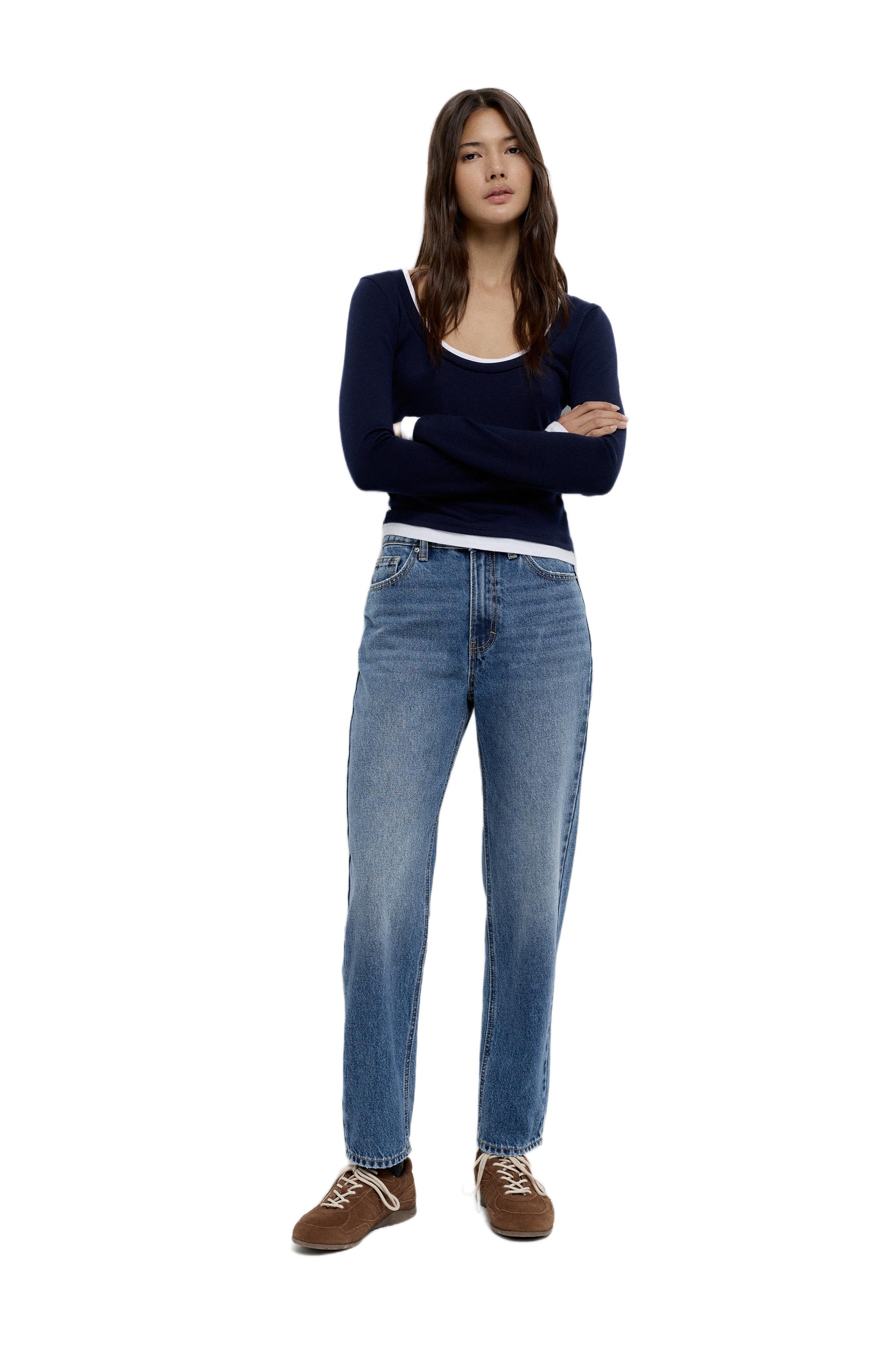 High-waist mom jeans — Dark blue