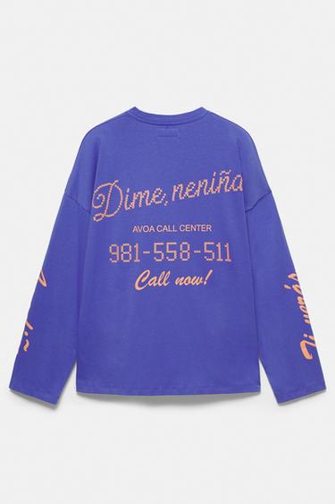 Oversize graphic T-shirt Dime neniña — Mulberry 4