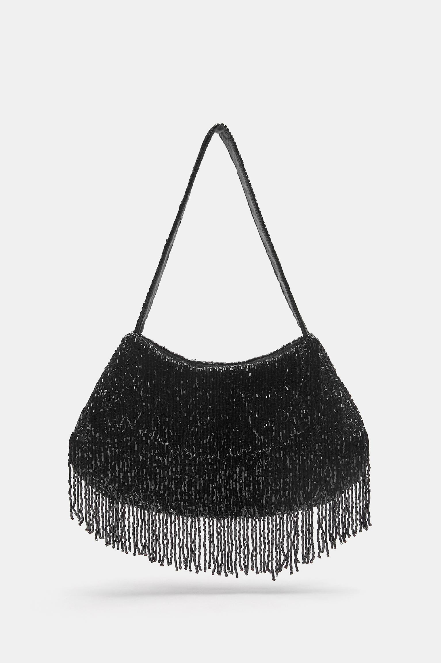 Bolsa De Ombro Com Franjas E Missangas